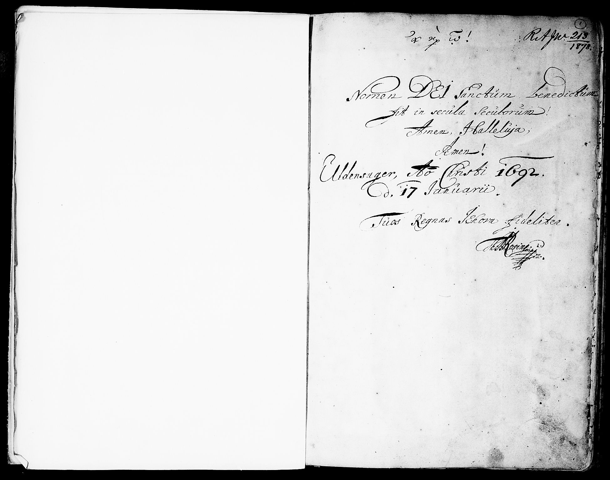 Ullensaker prestekontor Kirkebøker, AV/SAO-A-10236a/F/Fa/L0001: Parish register (official) no. I 1, 1689-1701, p. 1