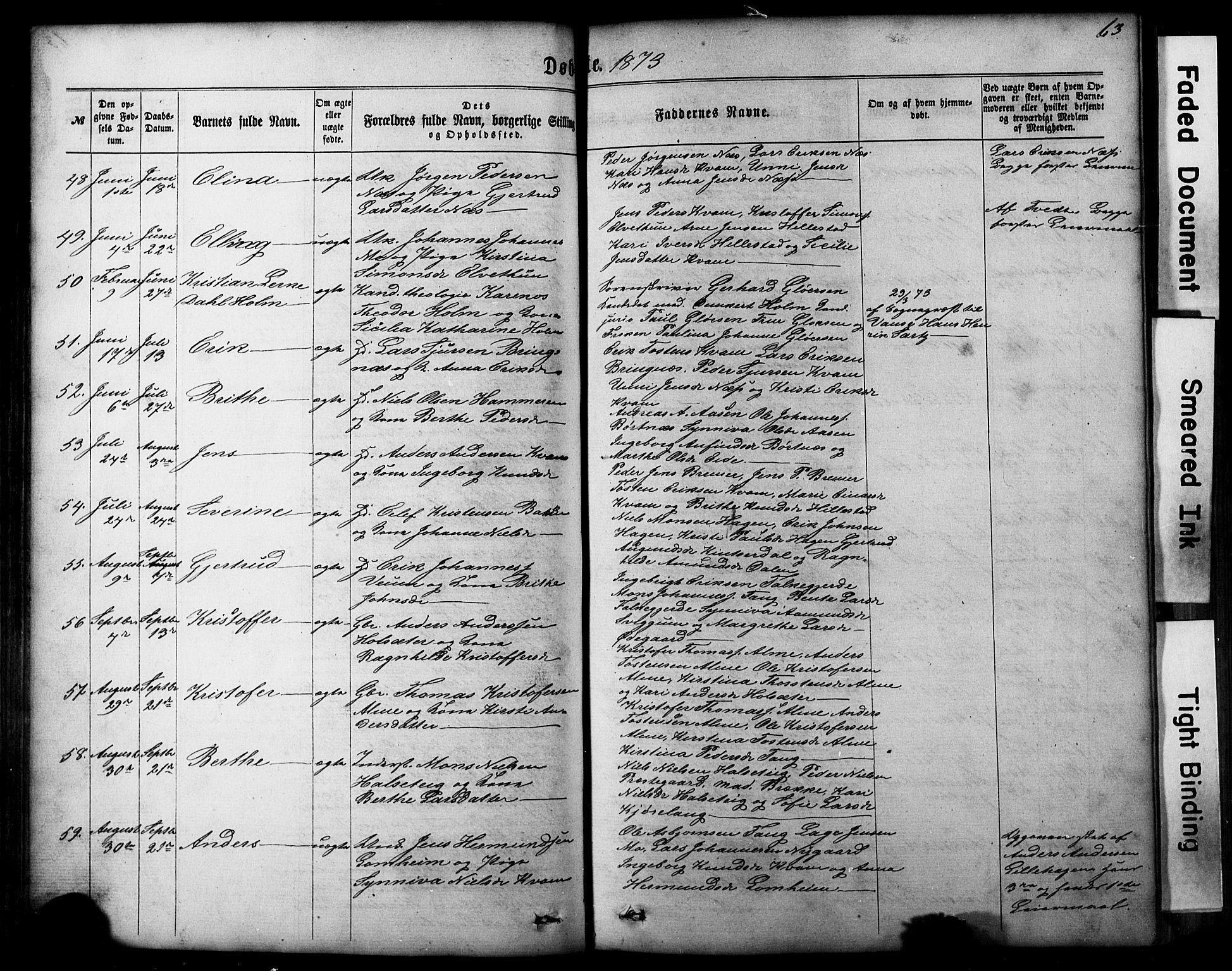 Hafslo sokneprestembete, AV/SAB-A-80301/H/Hab/Haba/L0001: Parish register (copy) no. A 1, 1866-1908, p. 63