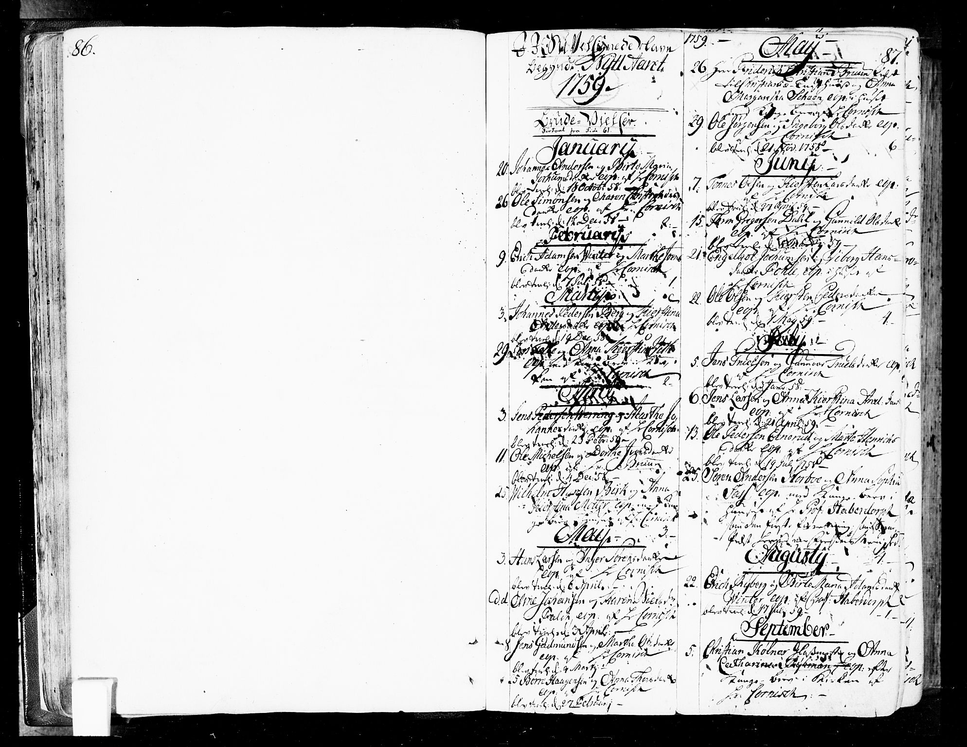 Oslo domkirke Kirkebøker, AV/SAO-A-10752/F/Fa/L0004: Parish register (official) no. 4, 1743-1786, p. 86-87