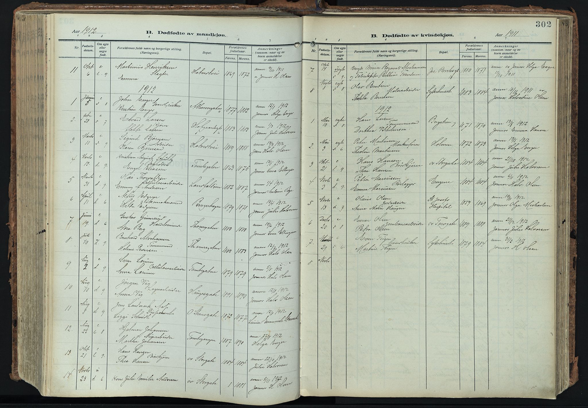 Bragernes kirkebøker, SAKO/A-6/F/Fb/L0010: Parish register (official) no. II 10, 1911-1922, p. 302