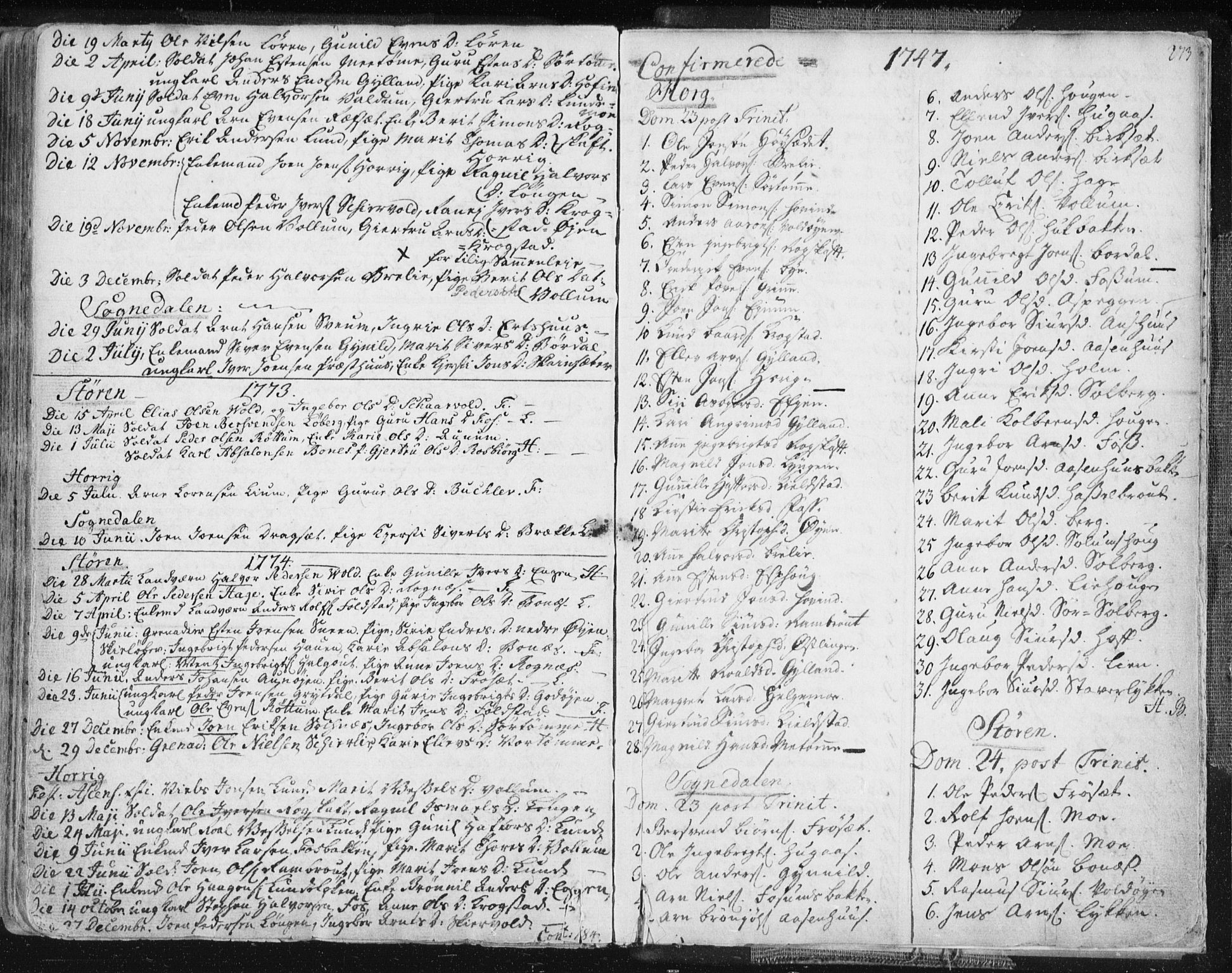 Ministerialprotokoller, klokkerbøker og fødselsregistre - Sør-Trøndelag, SAT/A-1456/687/L0991: Parish register (official) no. 687A02, 1747-1790, p. 273