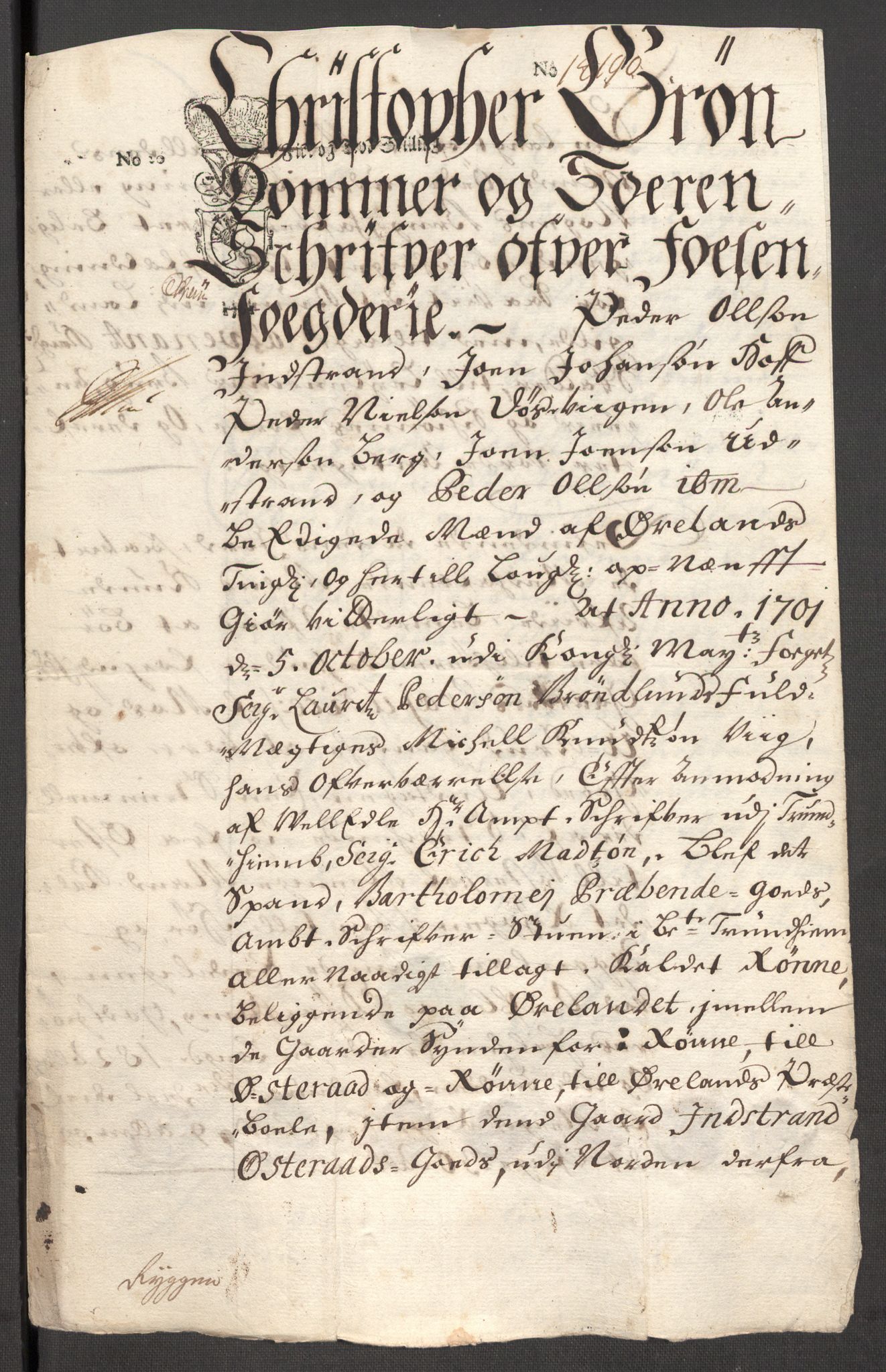 Rentekammeret inntil 1814, Reviderte regnskaper, Fogderegnskap, AV/RA-EA-4092/R57/L3854: Fogderegnskap Fosen, 1700-1701, p. 376