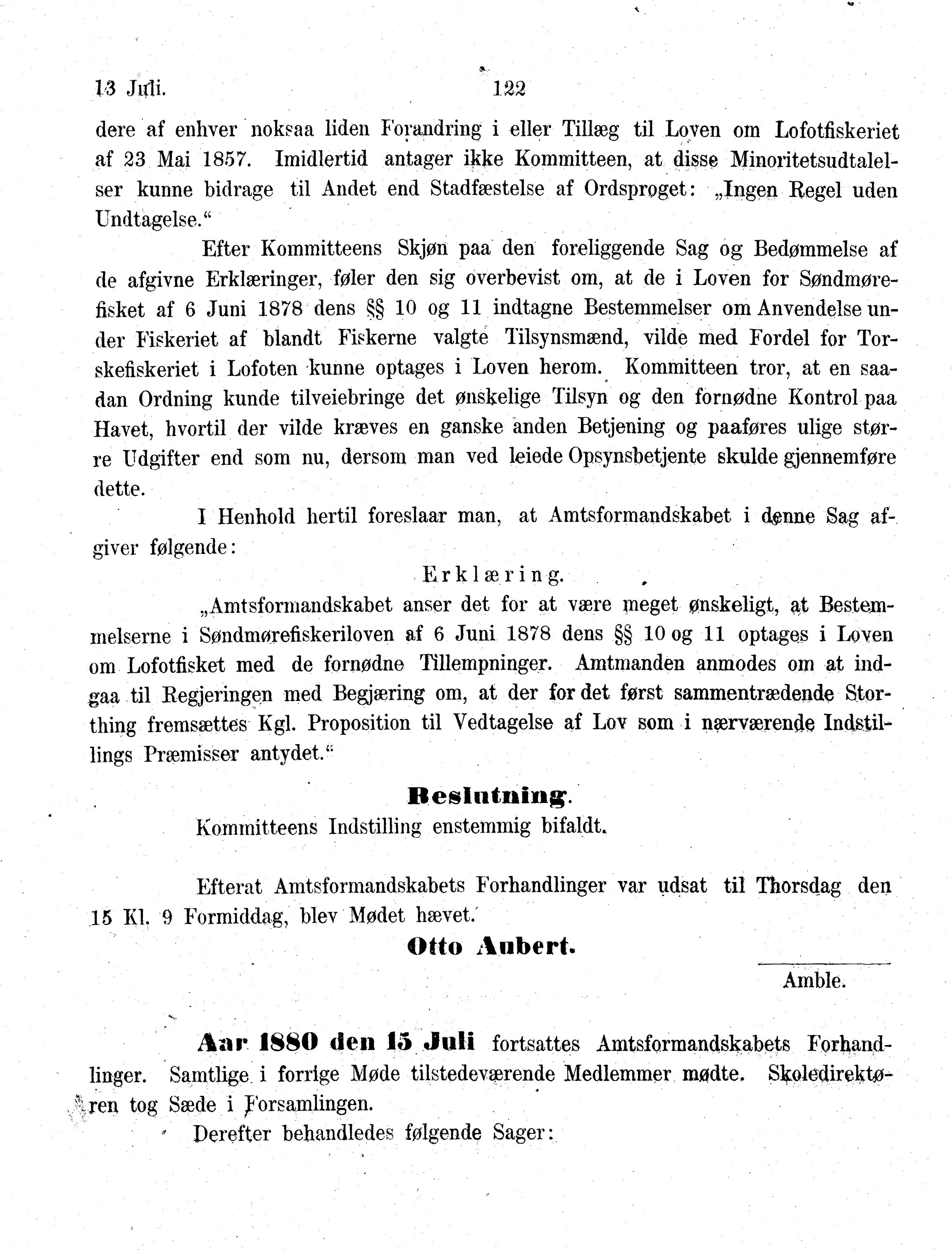 Nordland Fylkeskommune. Fylkestinget, AIN/NFK-17/176/A/Ac/L0013: Fylkestingsforhandlinger 1880, 1880, p. 122