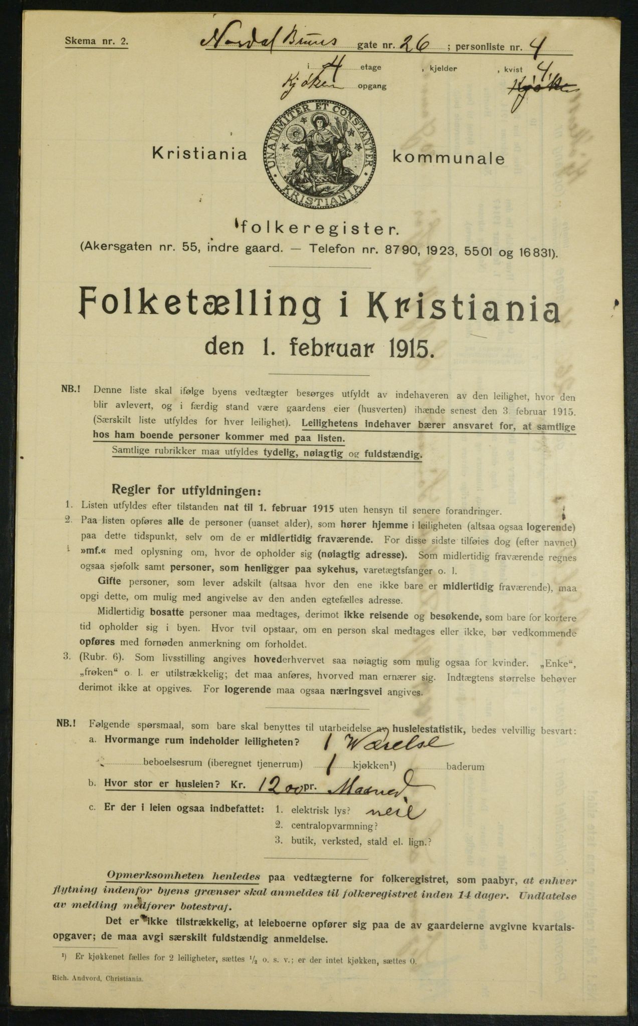 OBA, Municipal Census 1915 for Kristiania, 1915, p. 71819