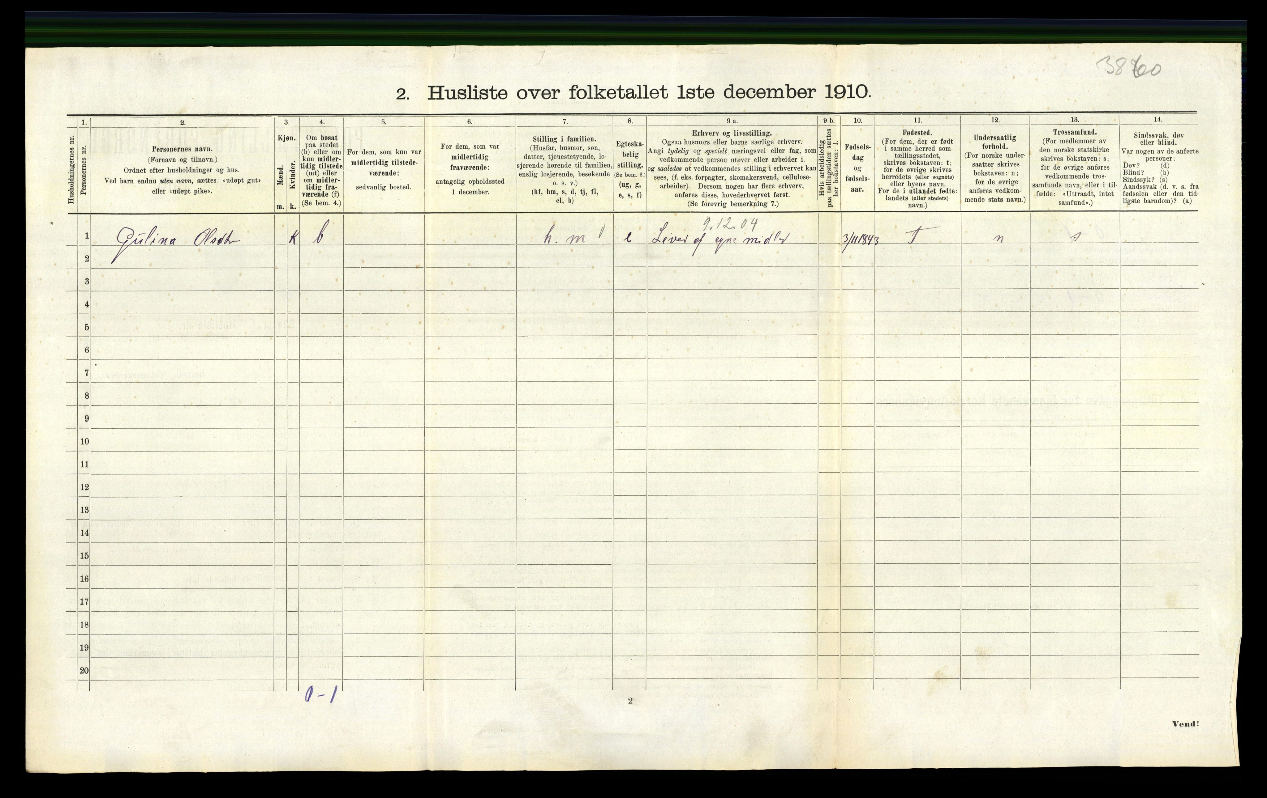 RA, 1910 census for Haus, 1910, p. 325