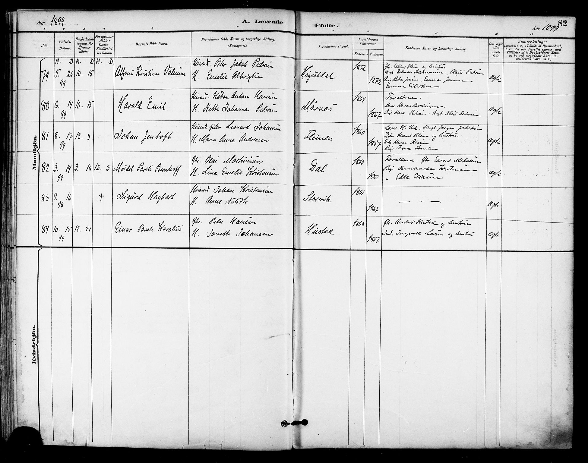 Ministerialprotokoller, klokkerbøker og fødselsregistre - Nordland, AV/SAT-A-1459/805/L0101: Parish register (official) no. 805A07, 1892-1899, p. 82