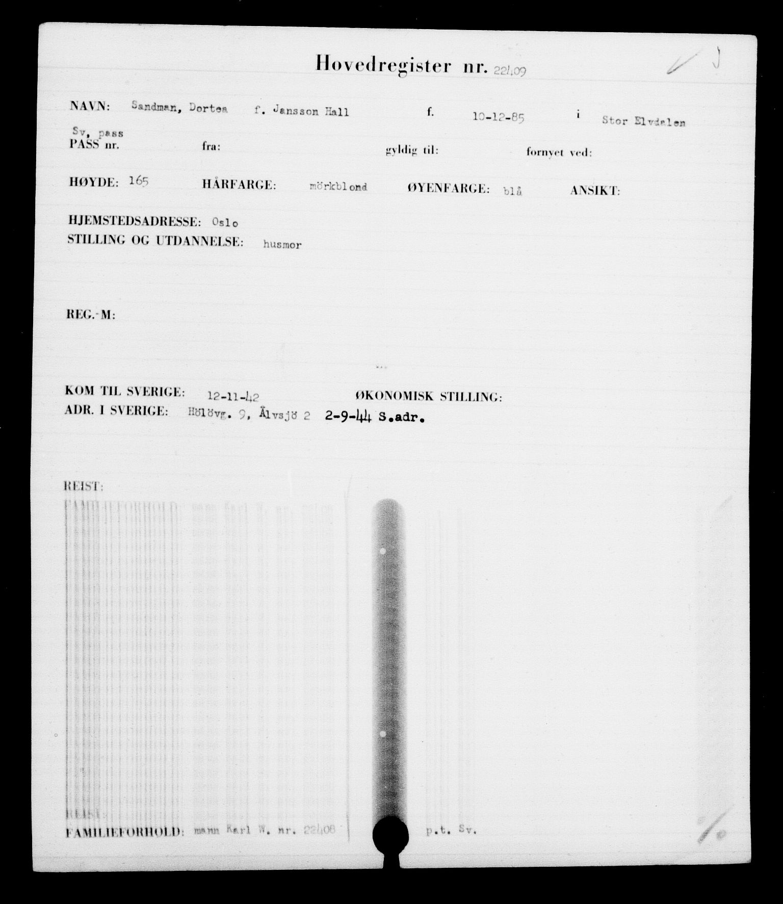 Den Kgl. Norske Legasjons Flyktningskontor, AV/RA-S-6753/V/Va/L0010: Kjesäterkartoteket.  Flyktningenr. 22000-25314, 1940-1945, p. 456