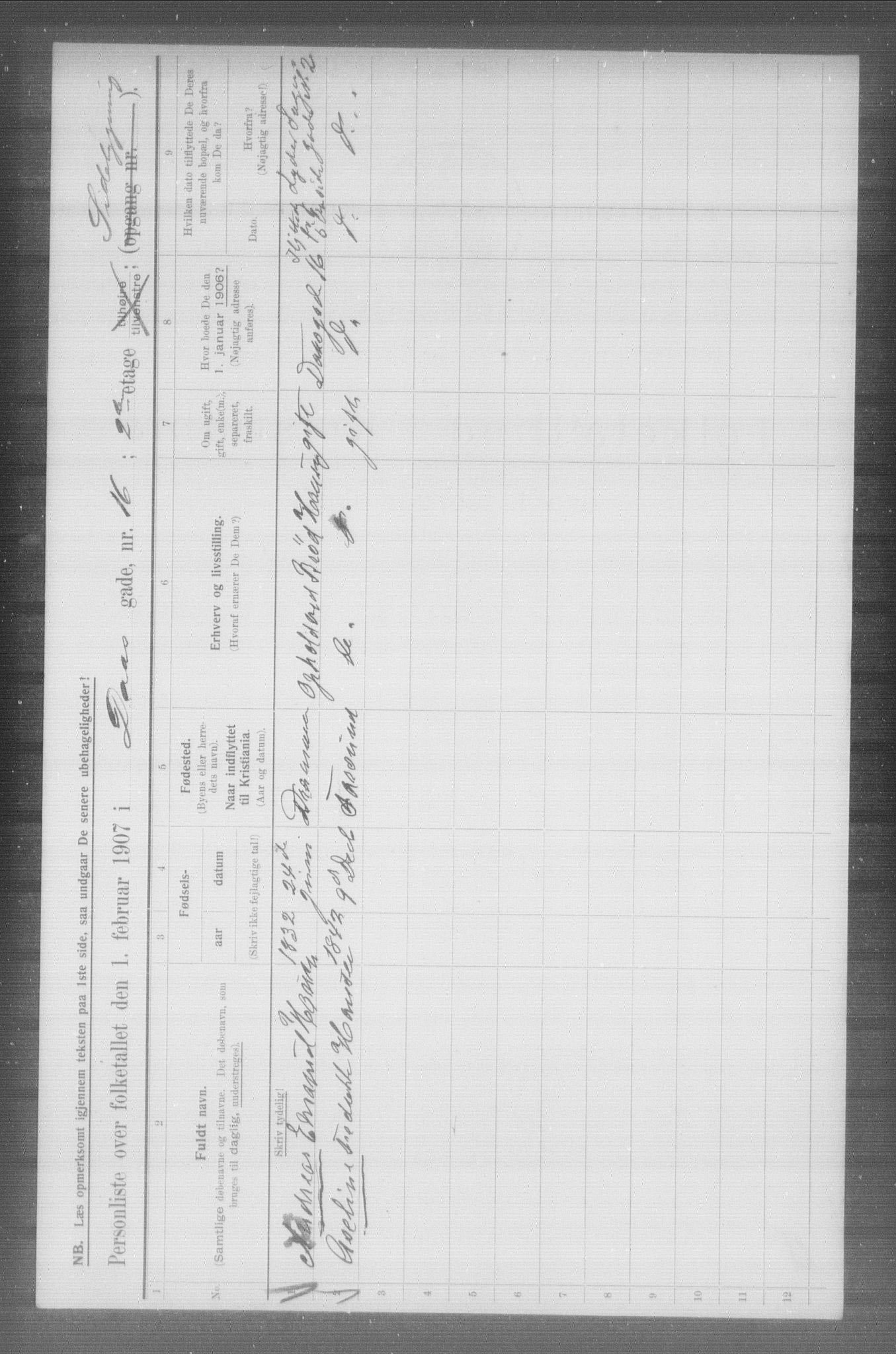 OBA, Municipal Census 1907 for Kristiania, 1907, p. 9173