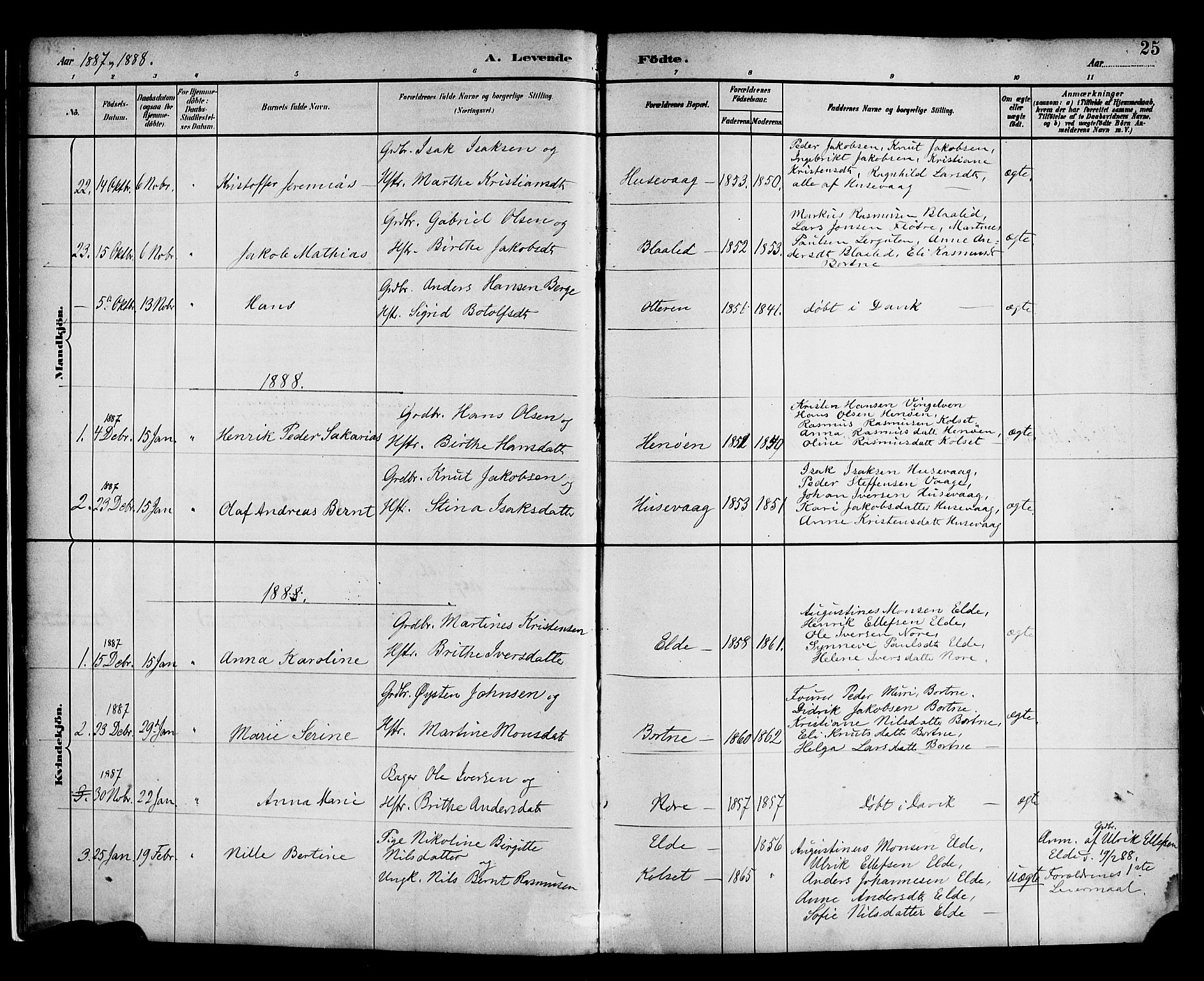 Davik sokneprestembete, AV/SAB-A-79701/H/Haa/Haad/L0001: Parish register (official) no. D 1, 1882-1900, p. 25