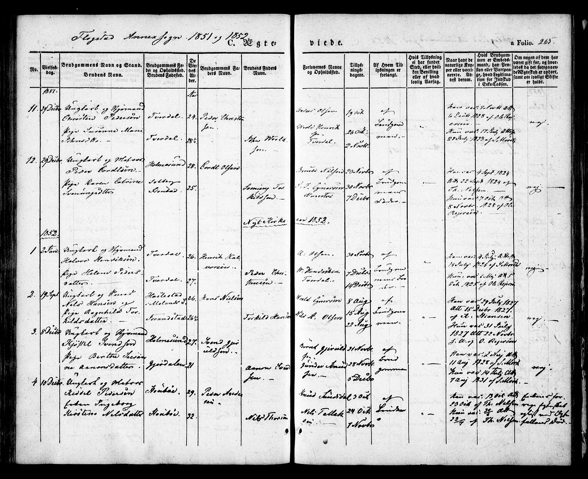 Dypvåg sokneprestkontor, AV/SAK-1111-0007/F/Fa/Faa/L0005: Parish register (official) no. A 5, 1841-1854, p. 265