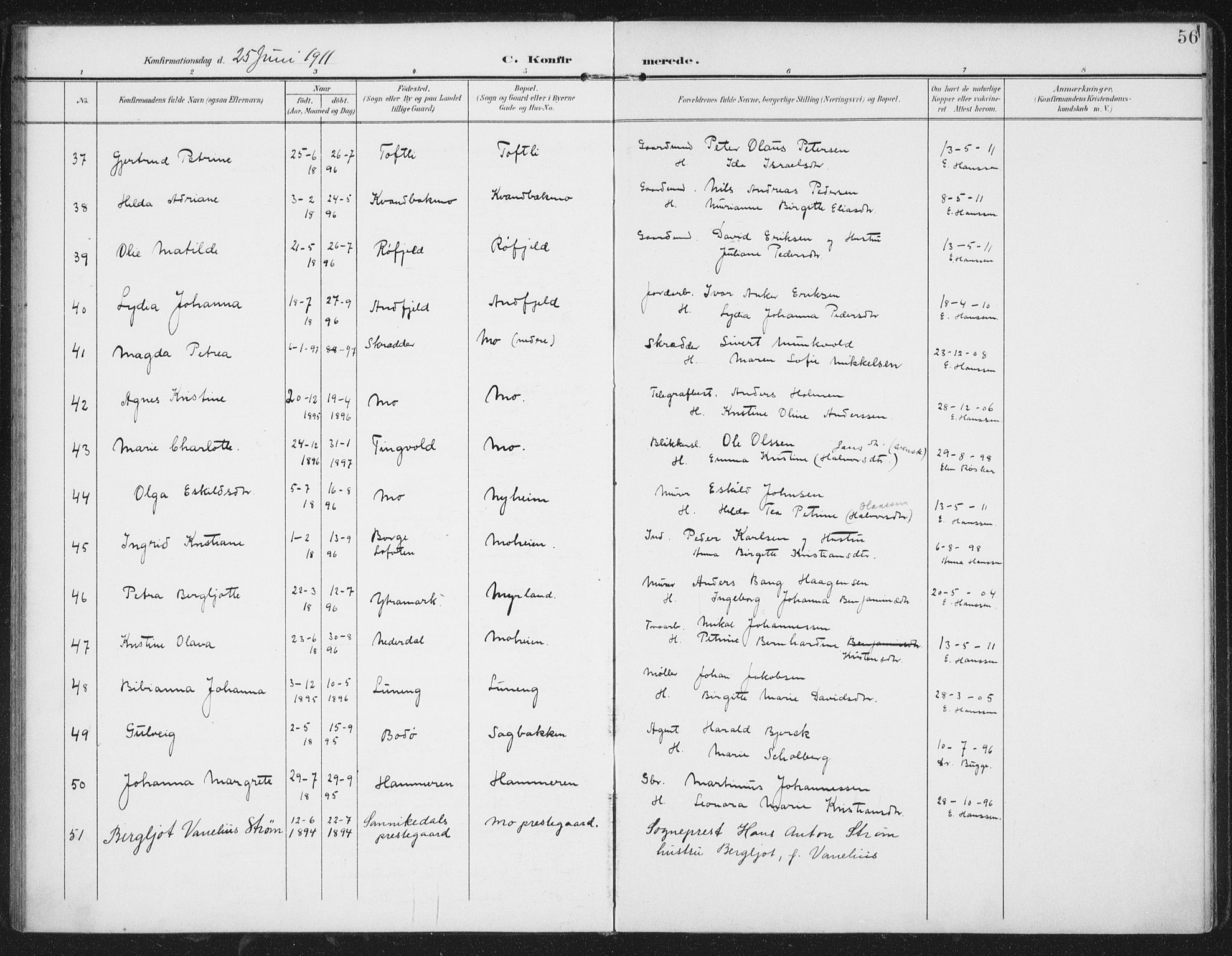 Ministerialprotokoller, klokkerbøker og fødselsregistre - Nordland, SAT/A-1459/827/L0403: Parish register (official) no. 827A15, 1903-1912, p. 56