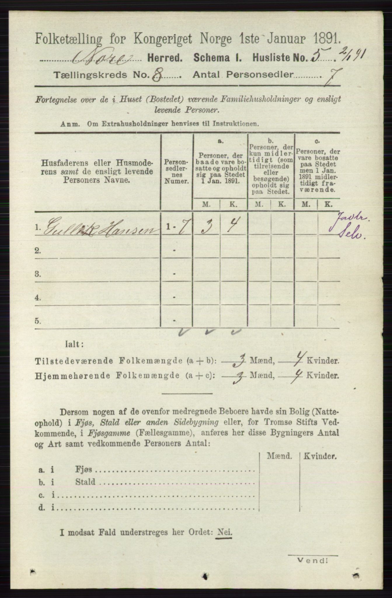 RA, 1891 census for 0633 Nore, 1891, p. 2795