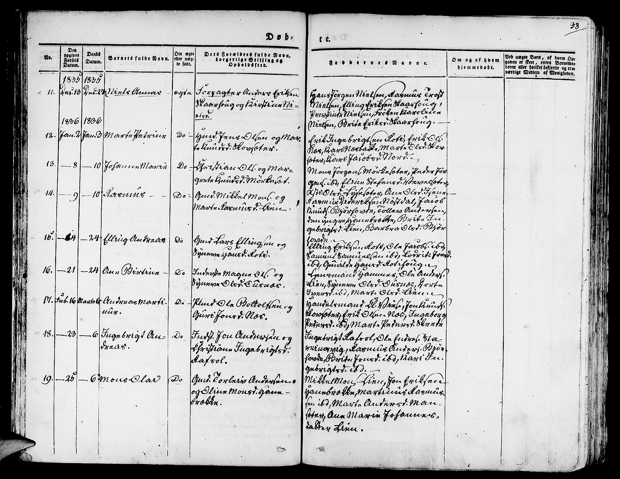 Eid sokneprestembete, AV/SAB-A-82301/H/Haa/Haaa/L0006: Parish register (official) no. A 6, 1831-1843, p. 38