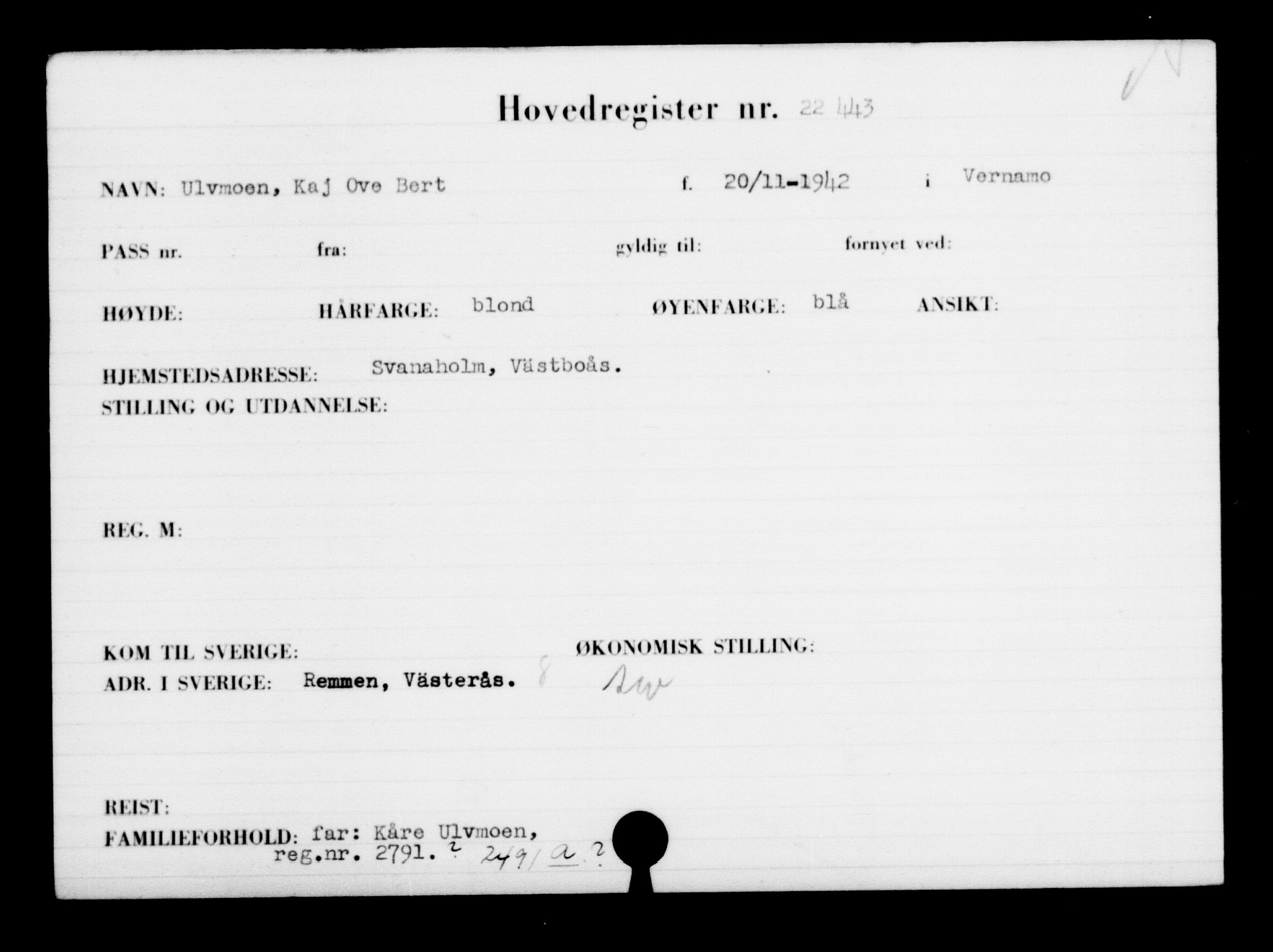 Den Kgl. Norske Legasjons Flyktningskontor, RA/S-6753/V/Va/L0010: Kjesäterkartoteket.  Flyktningenr. 22000-25314, 1940-1945, p. 494