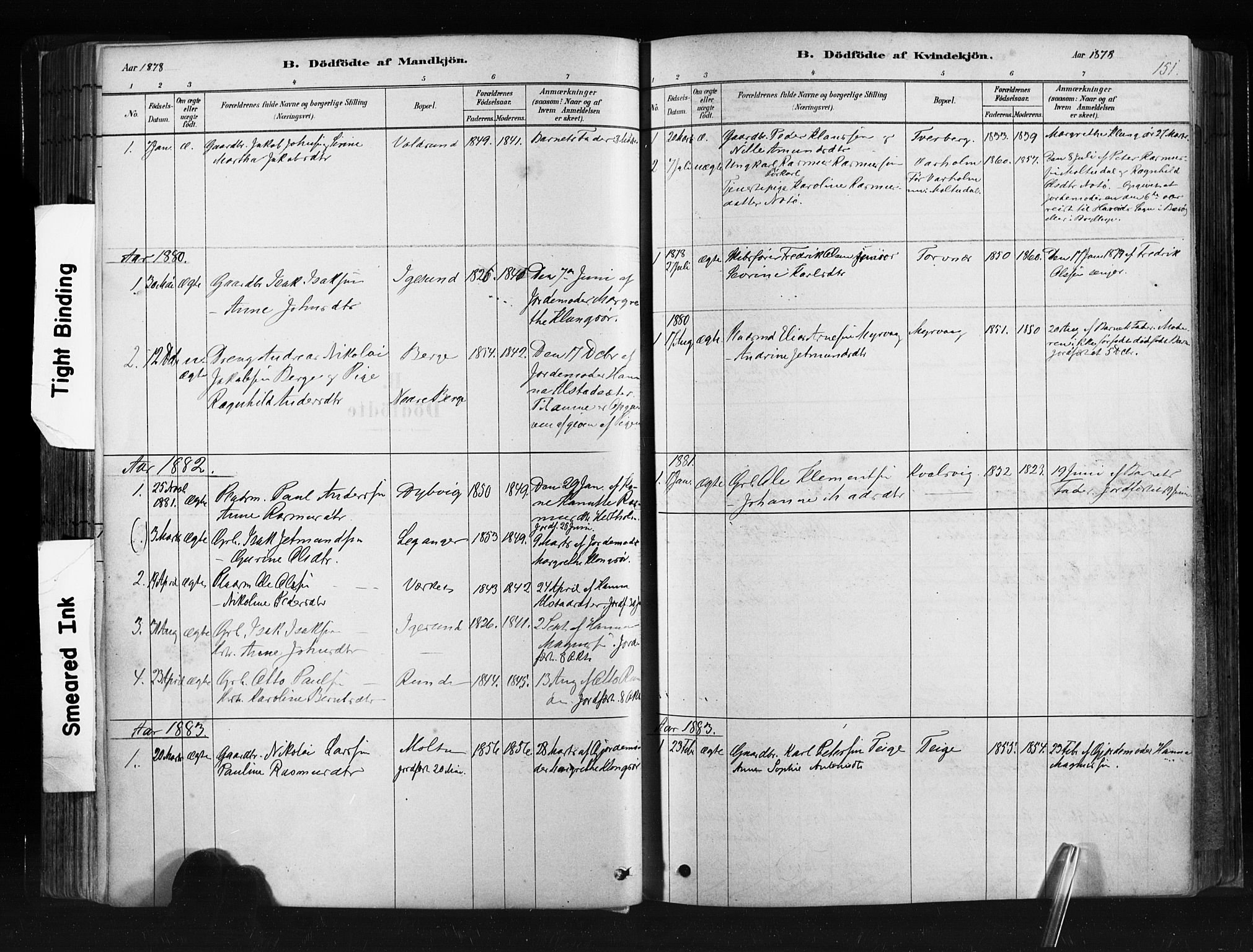 Ministerialprotokoller, klokkerbøker og fødselsregistre - Møre og Romsdal, SAT/A-1454/507/L0073: Parish register (official) no. 507A08, 1878-1904, p. 151