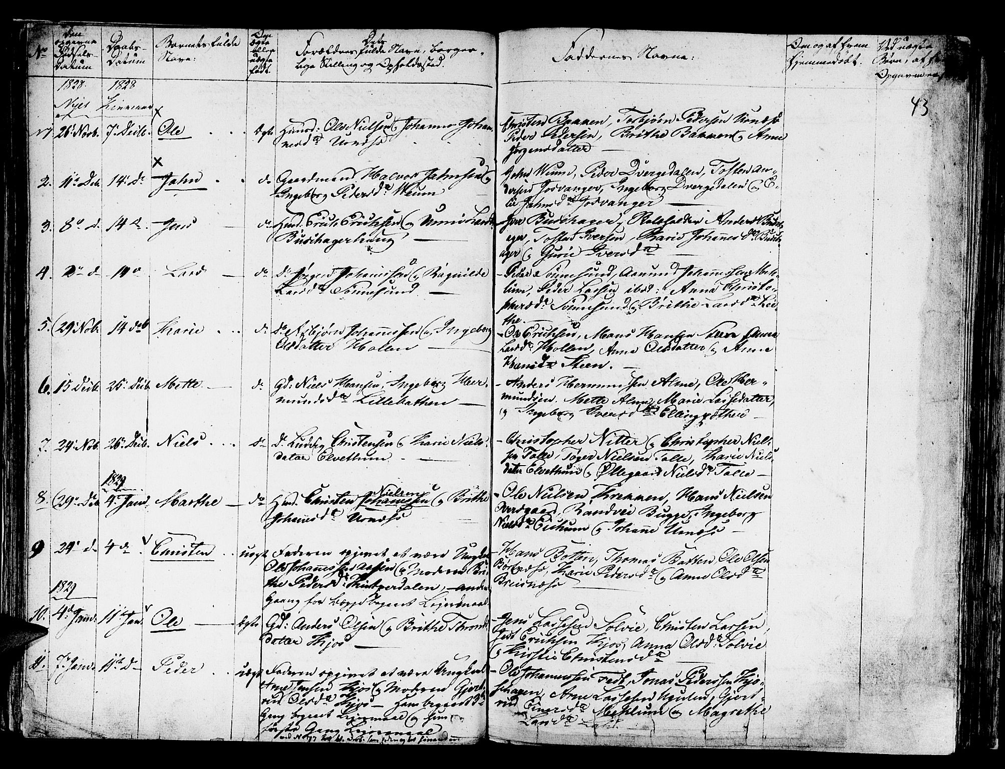 Hafslo sokneprestembete, AV/SAB-A-80301/H/Haa/Haaa/L0004: Parish register (official) no. A 4, 1821-1834, p. 43