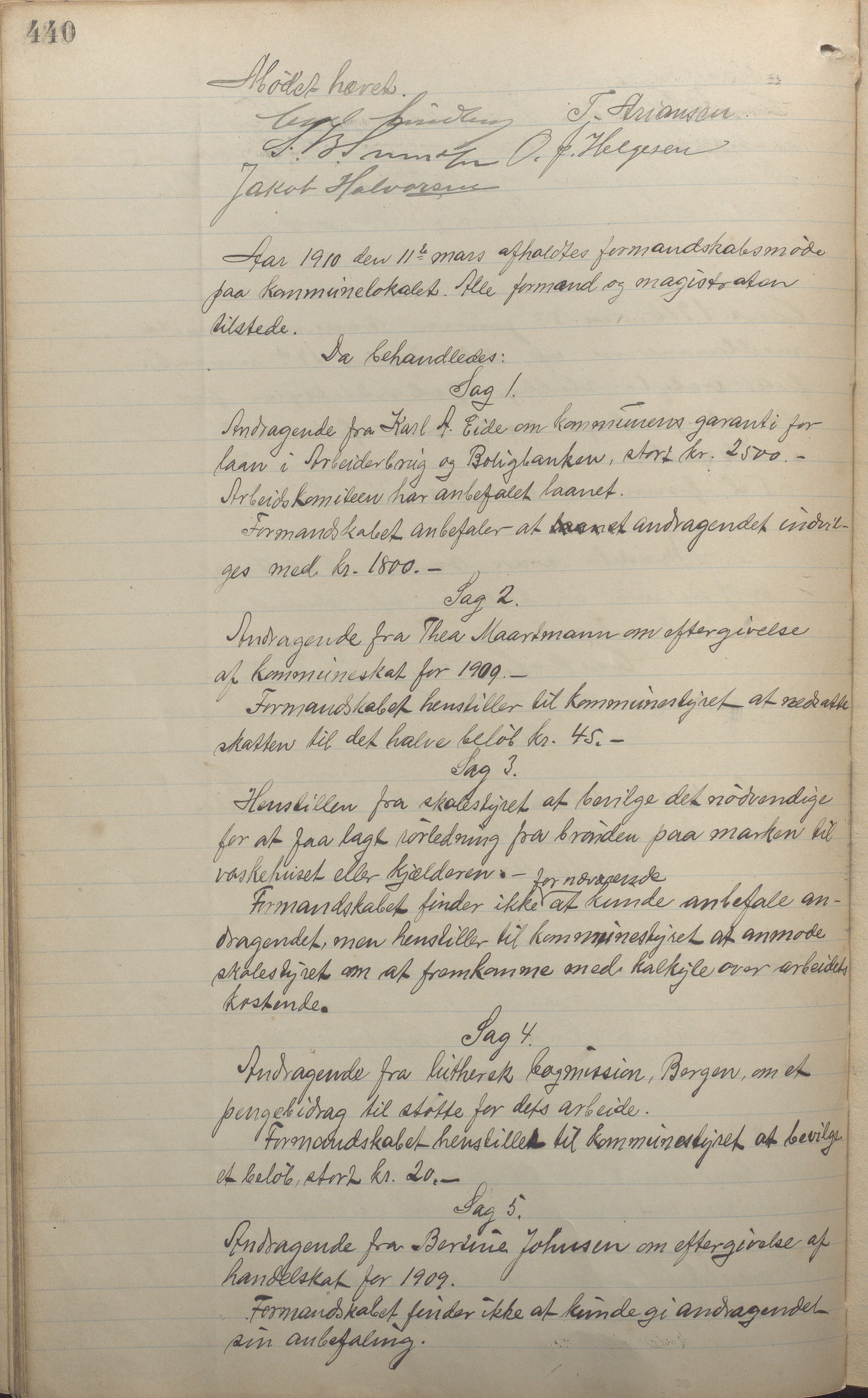 Kopervik Kommune - Formannskapet og Bystyret, IKAR/K-102468/A/Aa/L0003: Møtebok, 1894-1912, p. 440