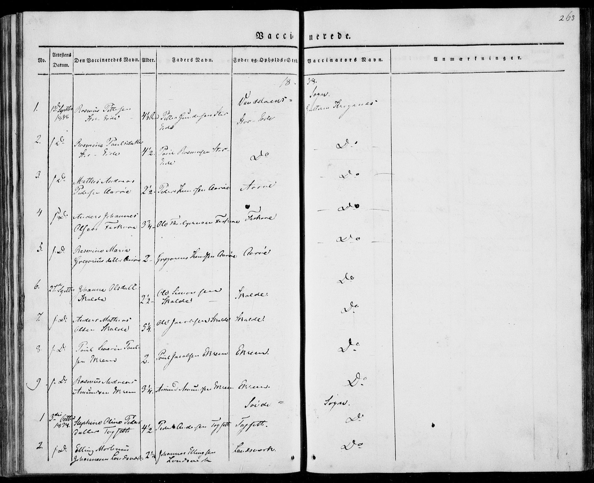 Ministerialprotokoller, klokkerbøker og fødselsregistre - Møre og Romsdal, AV/SAT-A-1454/501/L0005: Parish register (official) no. 501A05, 1831-1844, p. 263