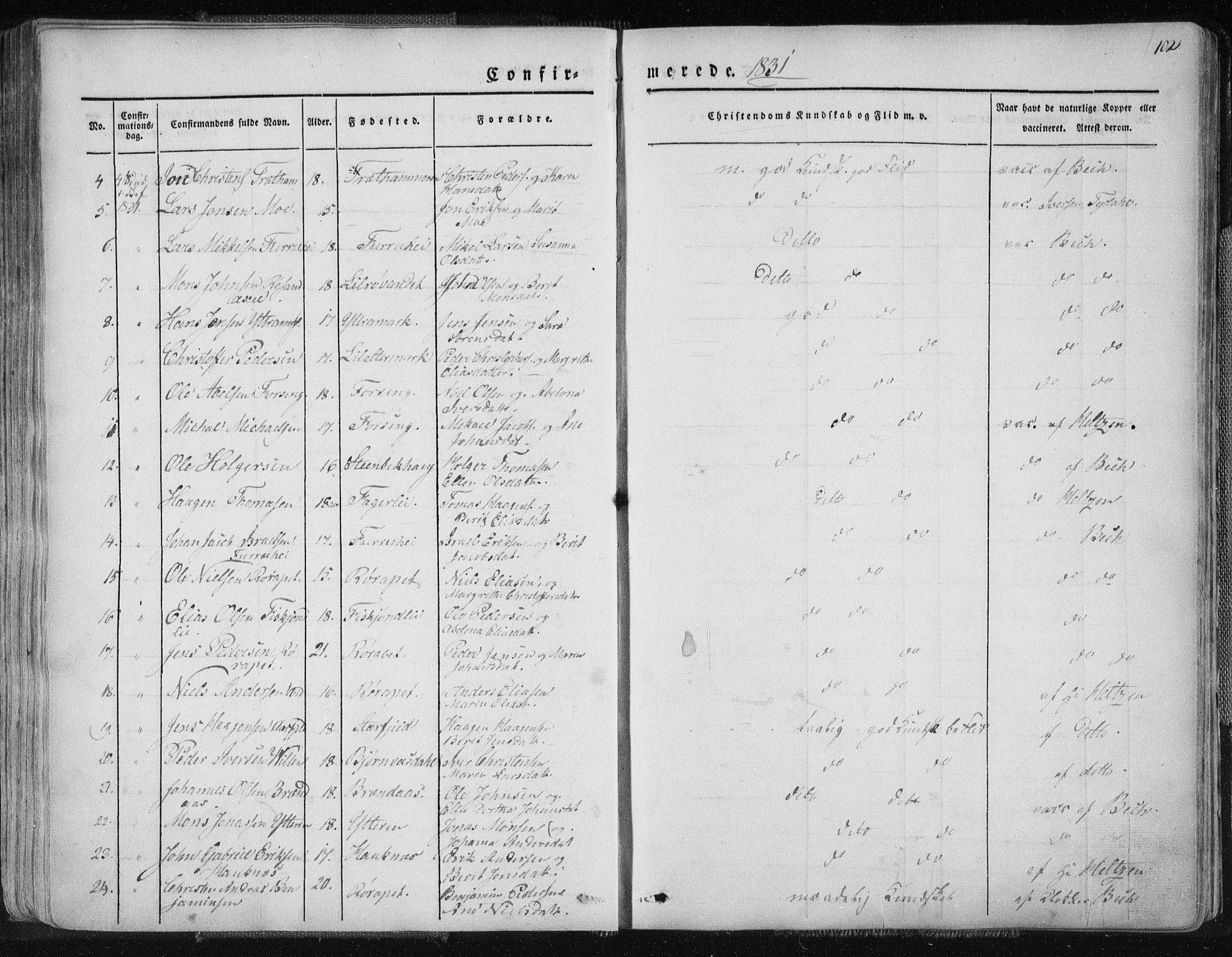 Ministerialprotokoller, klokkerbøker og fødselsregistre - Nordland, AV/SAT-A-1459/827/L0390: Parish register (official) no. 827A02, 1826-1841, p. 102