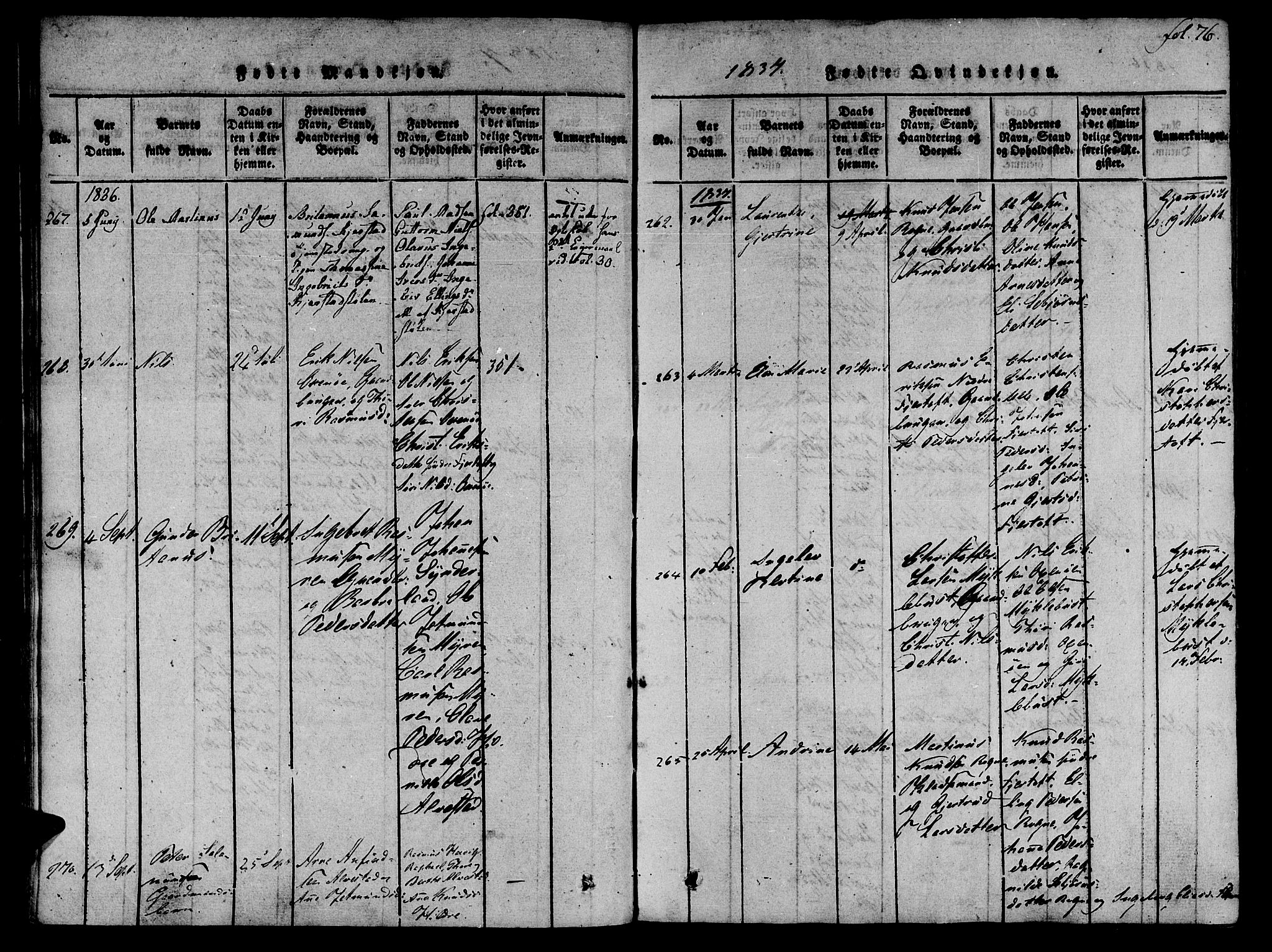 Ministerialprotokoller, klokkerbøker og fødselsregistre - Møre og Romsdal, SAT/A-1454/536/L0495: Parish register (official) no. 536A04, 1818-1847, p. 76