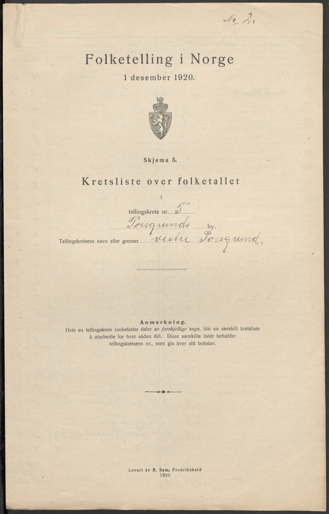 SAKO, 1920 census for Porsgrunn, 1920, p. 45