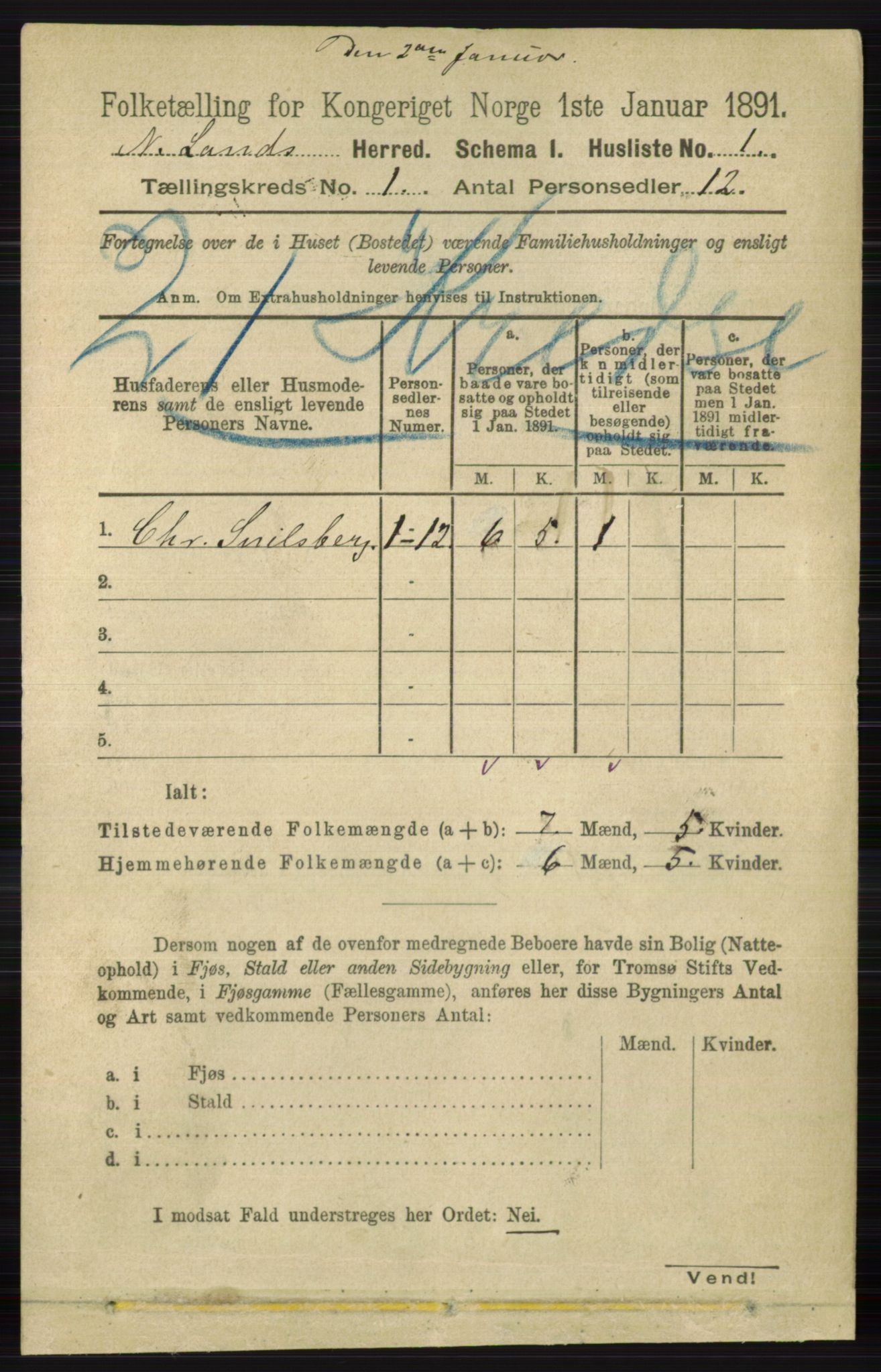 RA, 1891 census for 0538 Nordre Land, 1891, p. 48