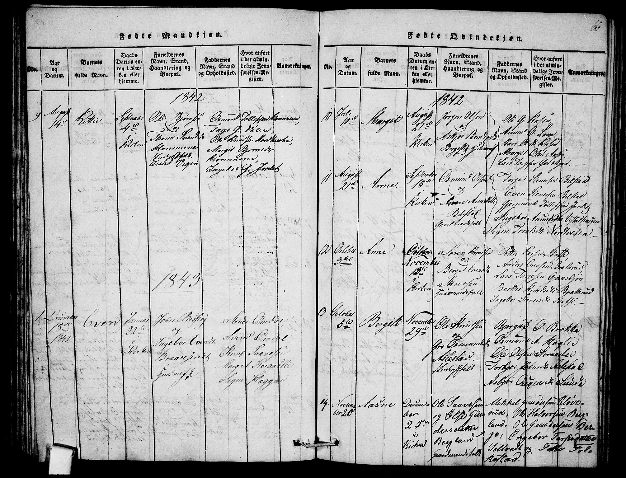 Mo kirkebøker, SAKO/A-286/F/Fb/L0001: Parish register (official) no. II 1, 1814-1844, p. 66