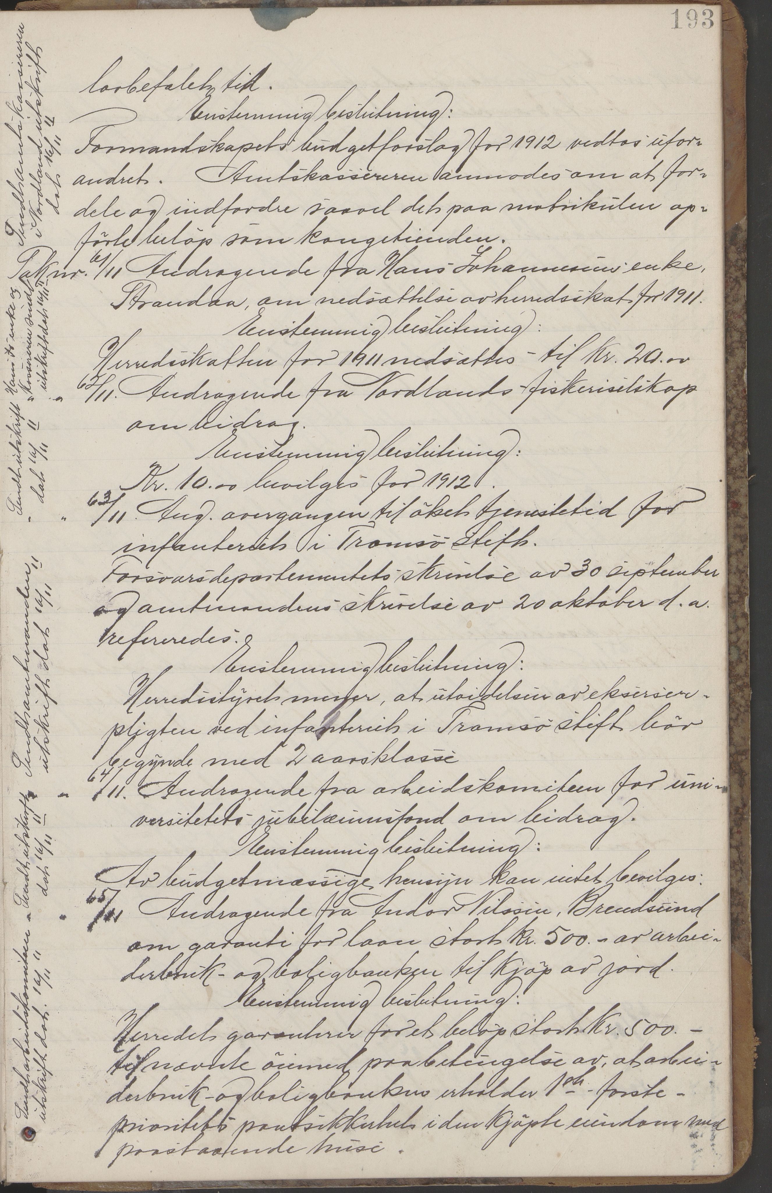 Kjerringøy kommune. Formannskapet, AIN/K-18441.150/A/Aa/L0002: Forhandlingsprotokoll Norfolden- Kjerringø formanskap, 1900-1911