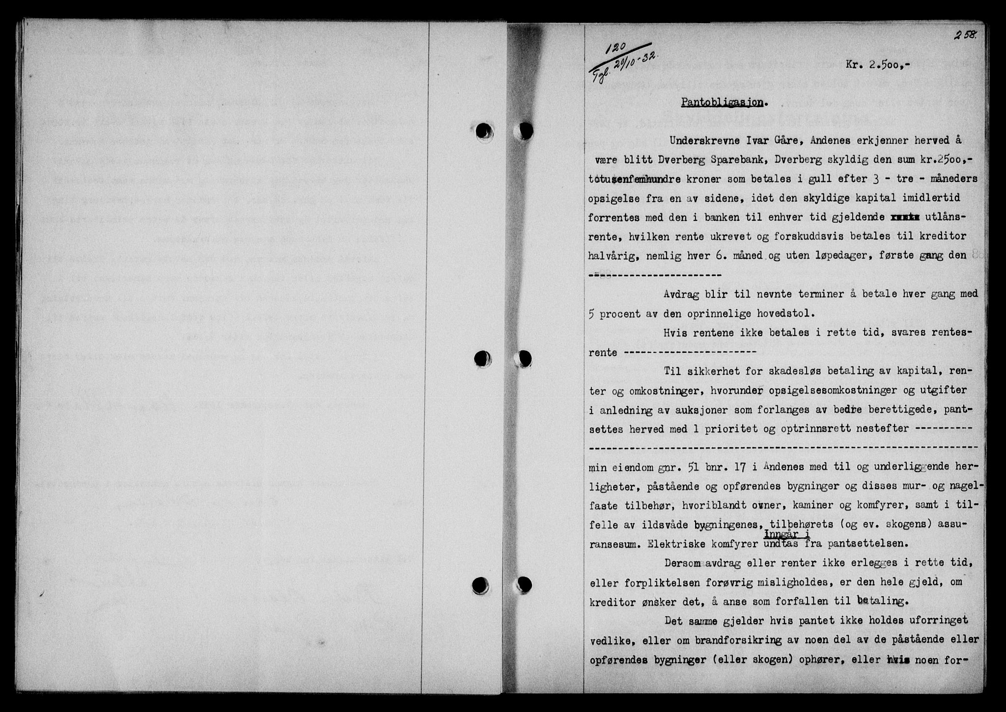 Vesterålen sorenskriveri, SAT/A-4180/1/2/2Ca/L0056: Mortgage book no. 49, 1932-1933, Deed date: 20.10.1932