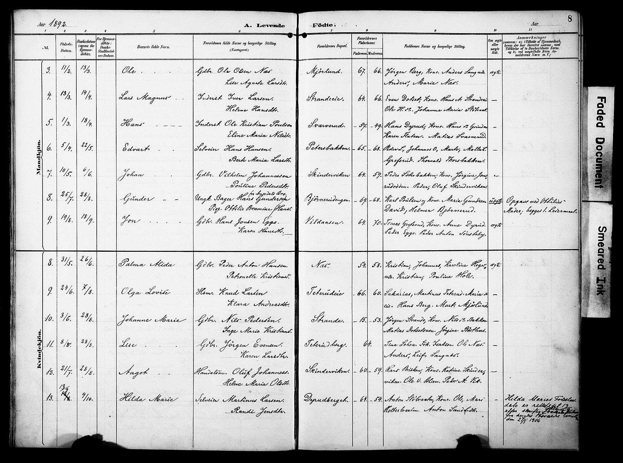 Vestre Toten prestekontor, AV/SAH-PREST-108/H/Ha/Haa/L0012: Parish register (official) no. 12, 1890-1906, p. 8