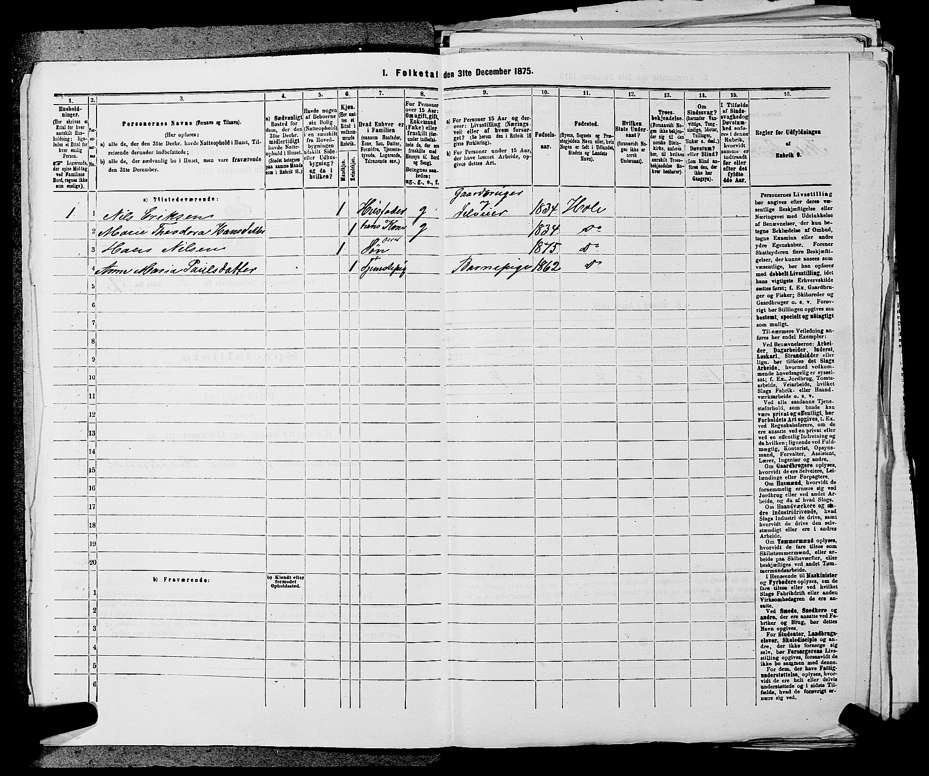 SAKO, 1875 census for 0612P Hole, 1875, p. 454