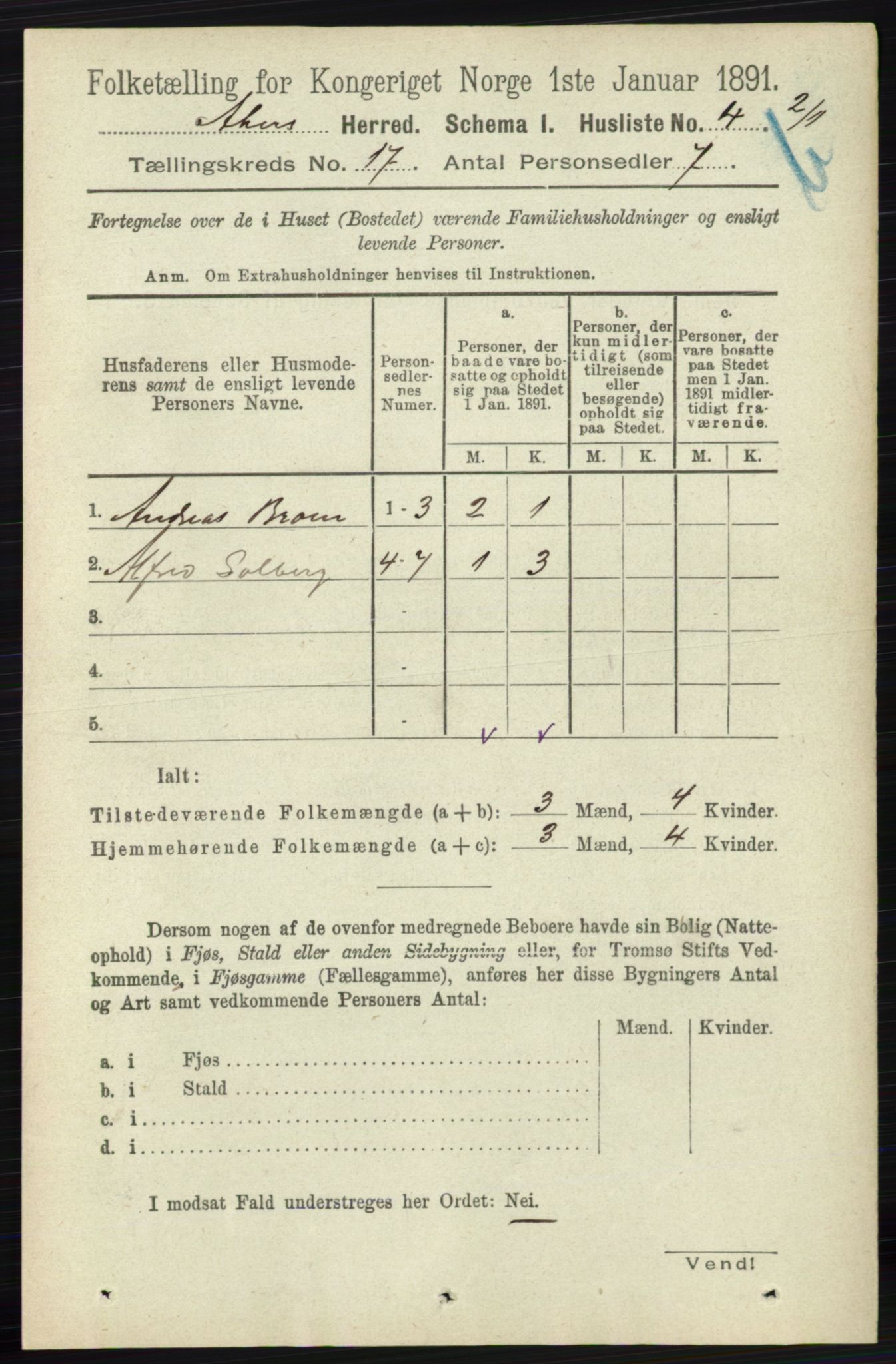 RA, 1891 census for 0218 Aker, 1891, p. 15774