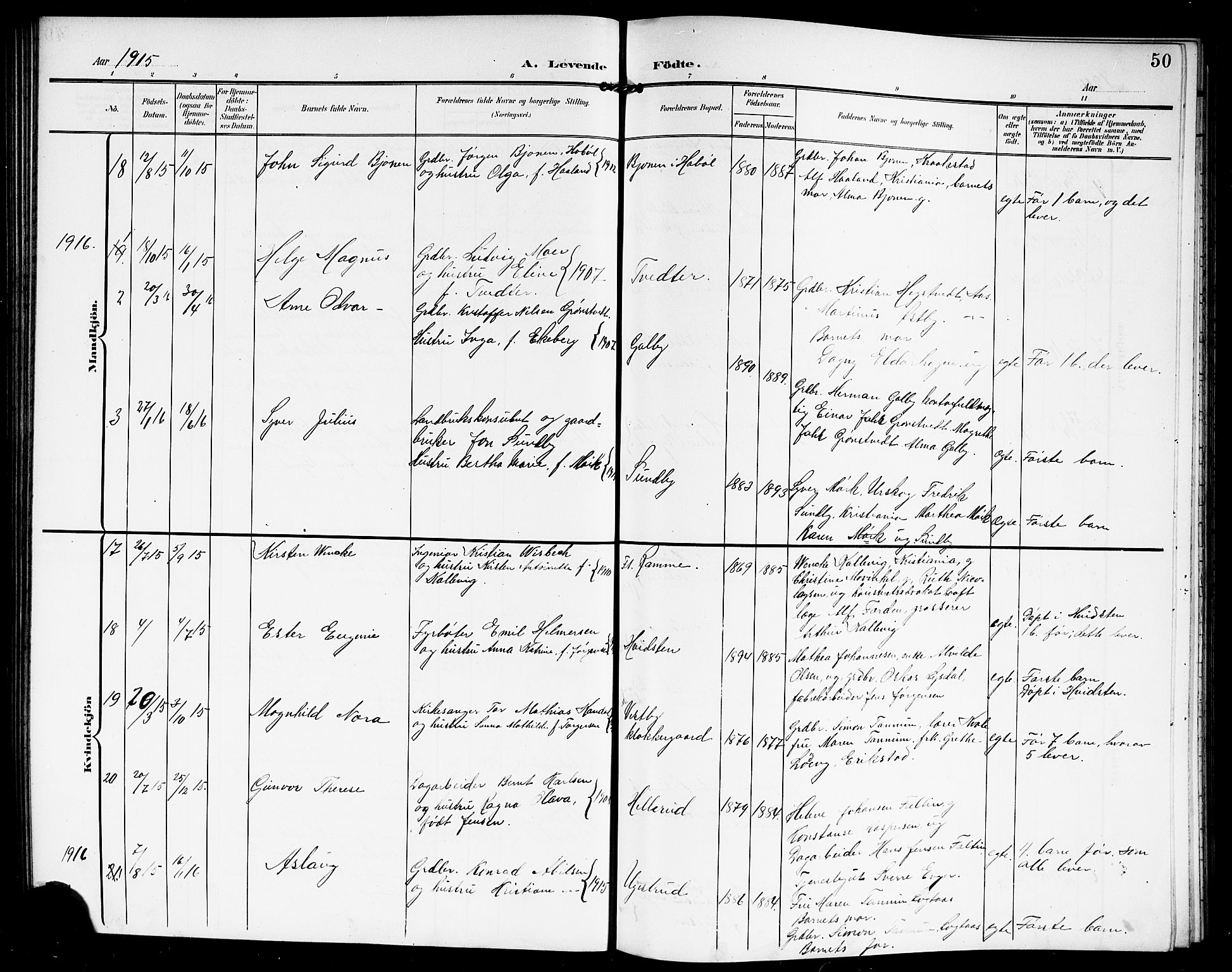 Vestby prestekontor Kirkebøker, AV/SAO-A-10893/G/Ga/L0002: Parish register (copy) no. I 2, 1903-1916, p. 50