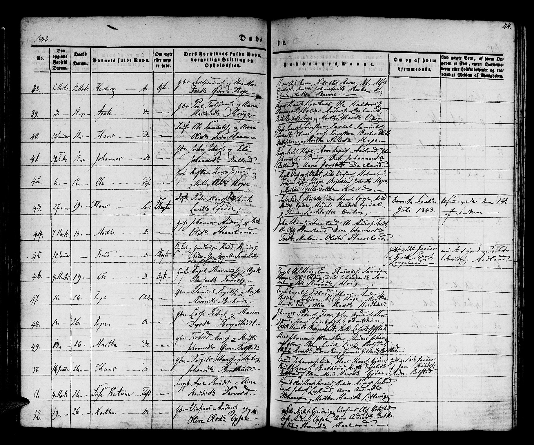 Os sokneprestembete, AV/SAB-A-99929: Parish register (official) no. A 15, 1839-1851, p. 44