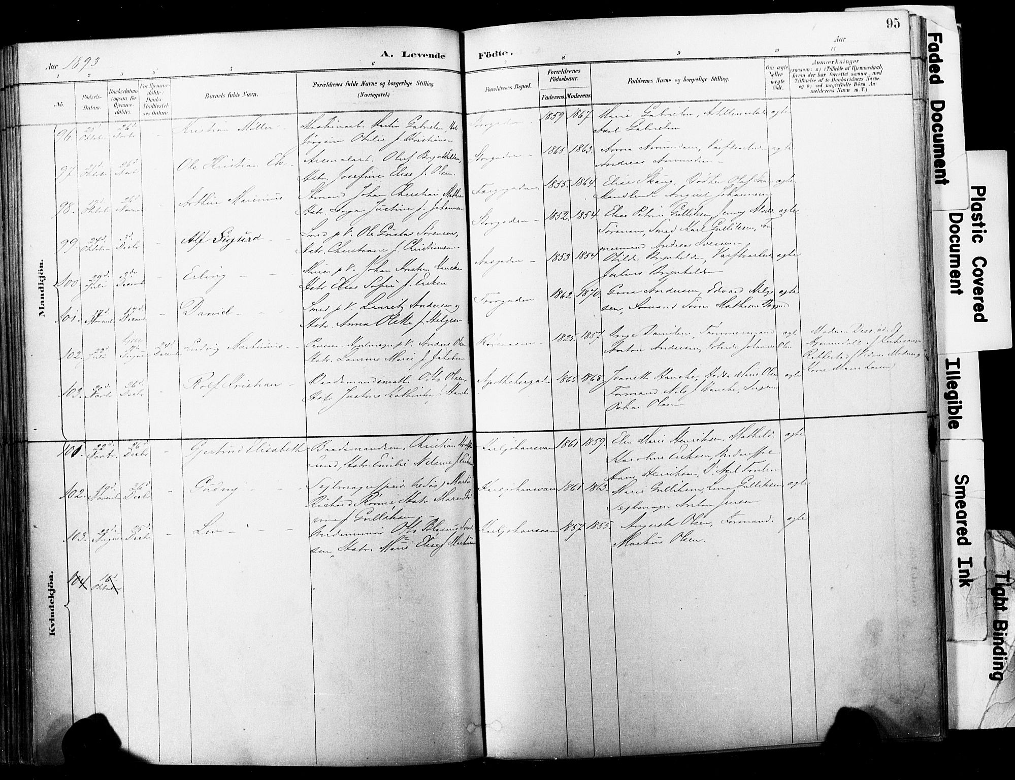 Horten kirkebøker, AV/SAKO-A-348/F/Fa/L0004: Parish register (official) no. 4, 1888-1895, p. 95