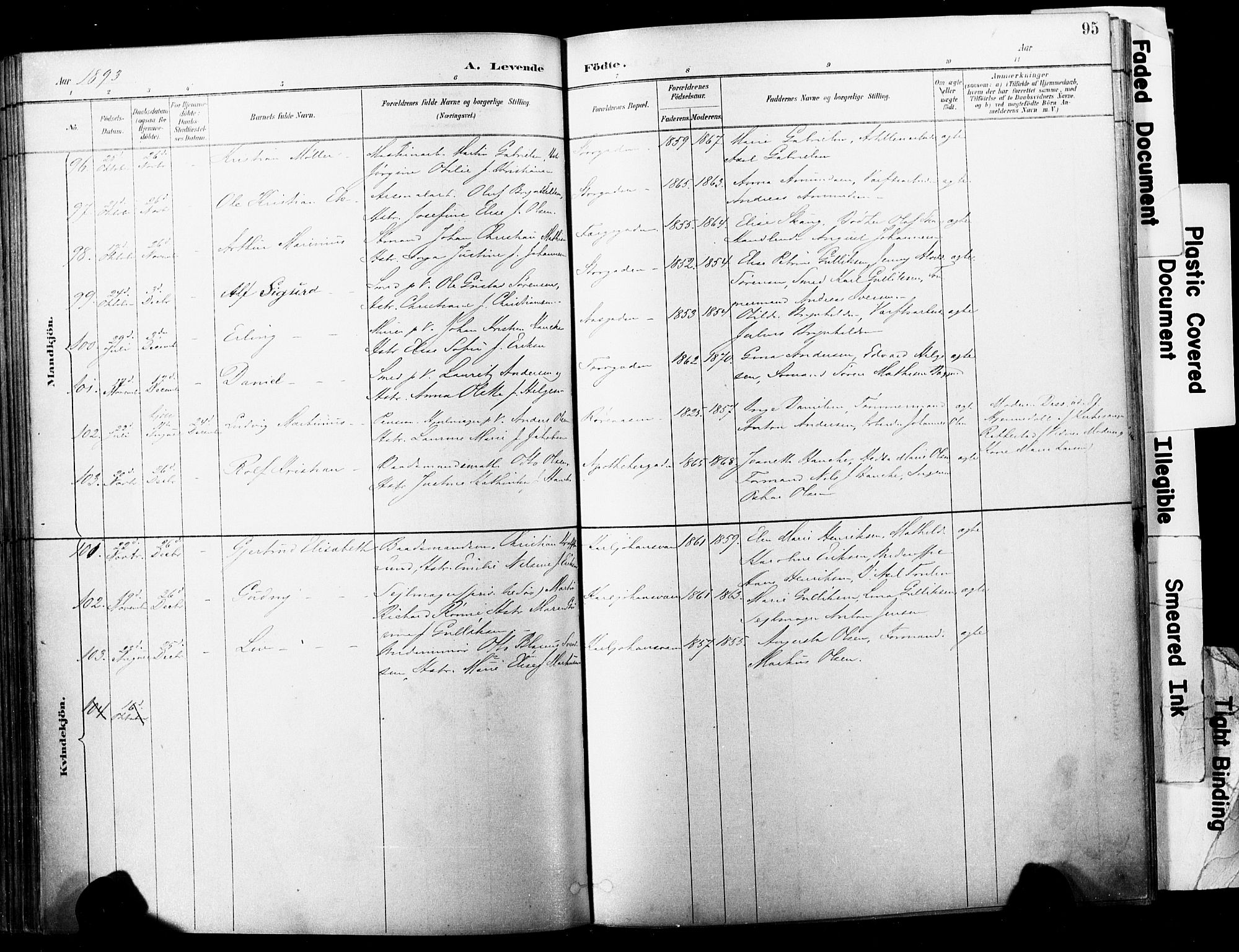 Horten kirkebøker, SAKO/A-348/F/Fa/L0004: Parish register (official) no. 4, 1888-1895, p. 95