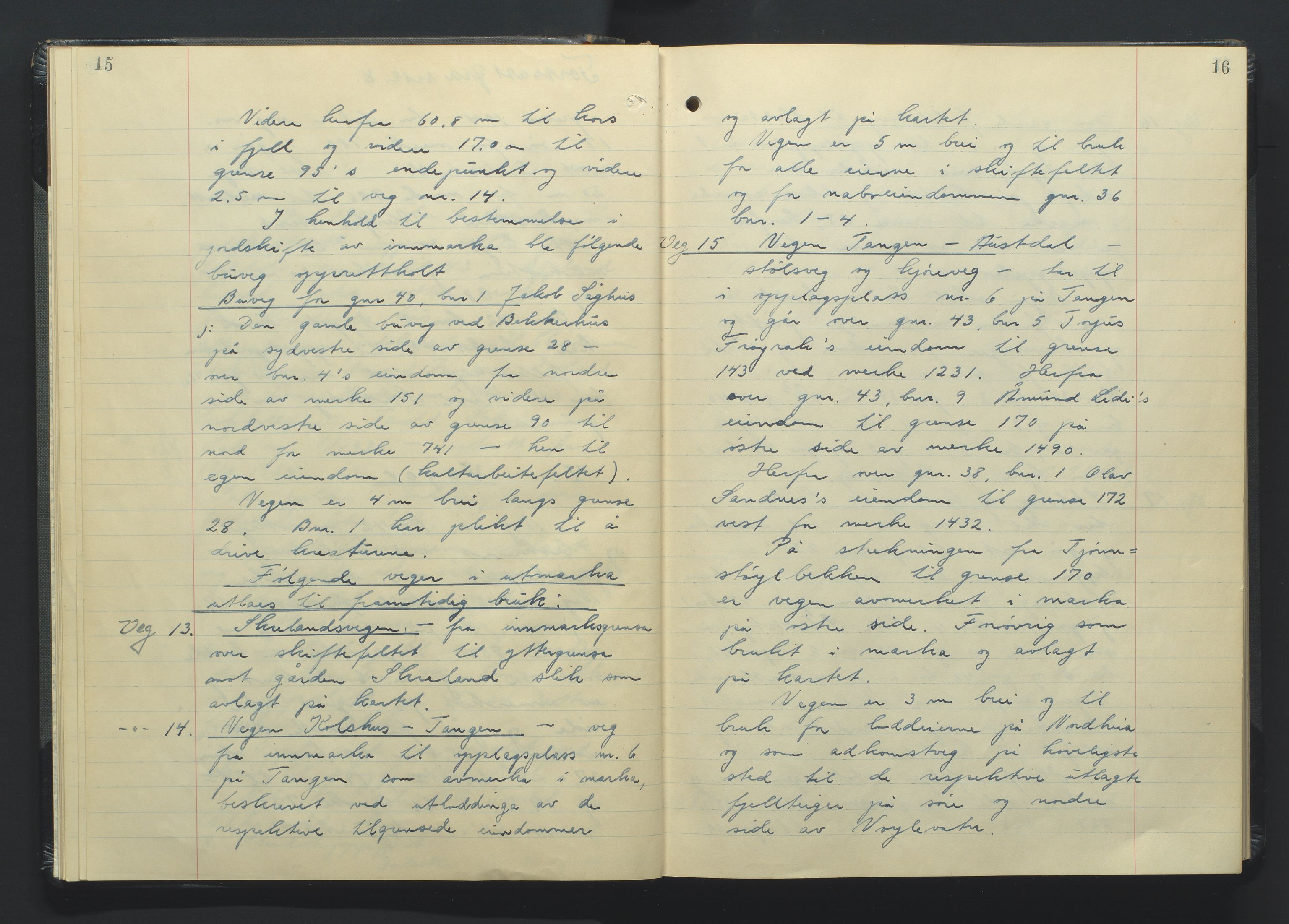 Setesdal jordskifterett, AV/SAK-1541-0008/F/Fa/Faa/L0002: Jordskifteprotokoll med gårdsregister, Setesdal domssokn nr 17, 1954