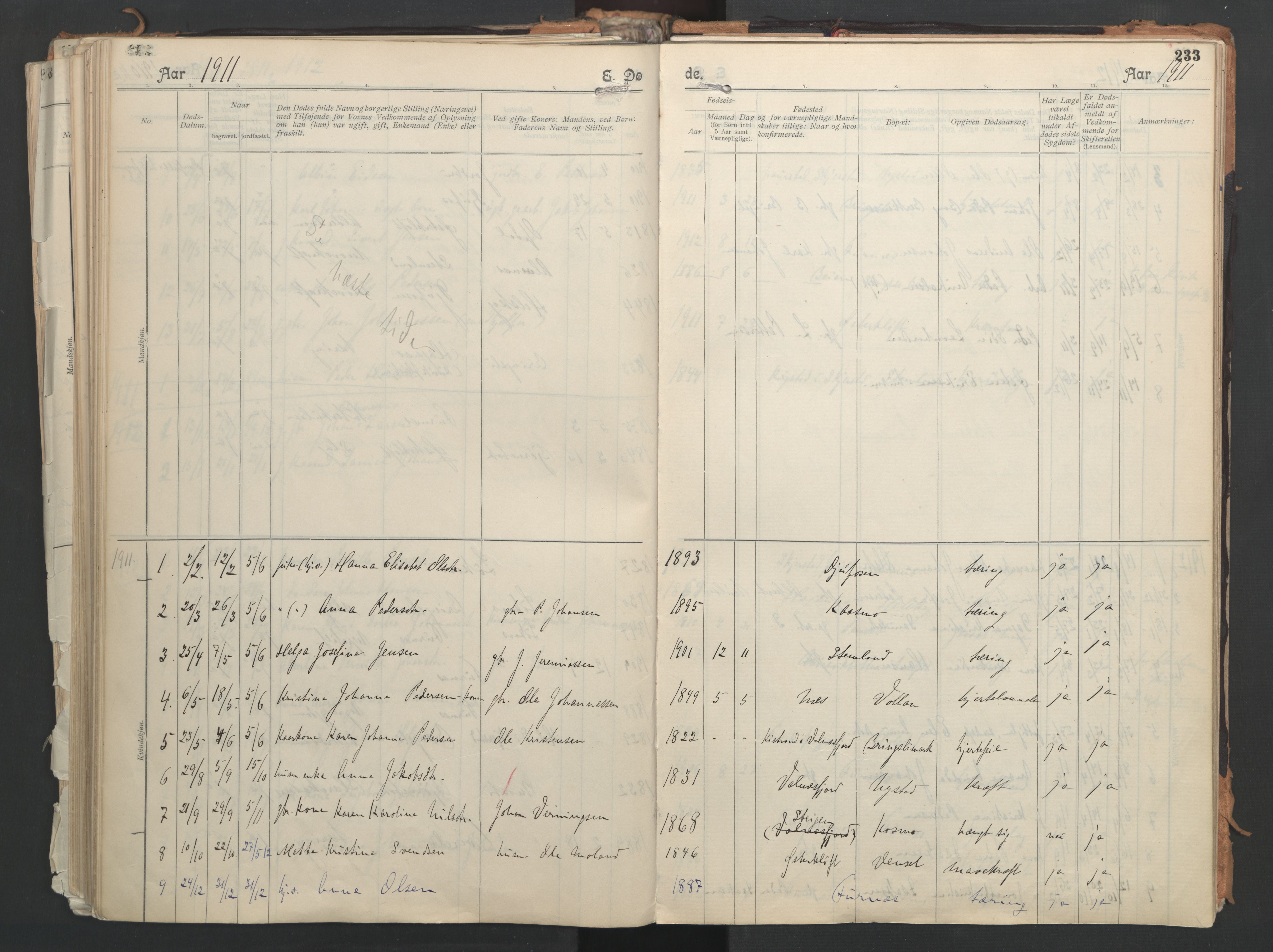 Ministerialprotokoller, klokkerbøker og fødselsregistre - Nordland, AV/SAT-A-1459/851/L0724: Parish register (official) no. 851A01, 1901-1922, p. 233