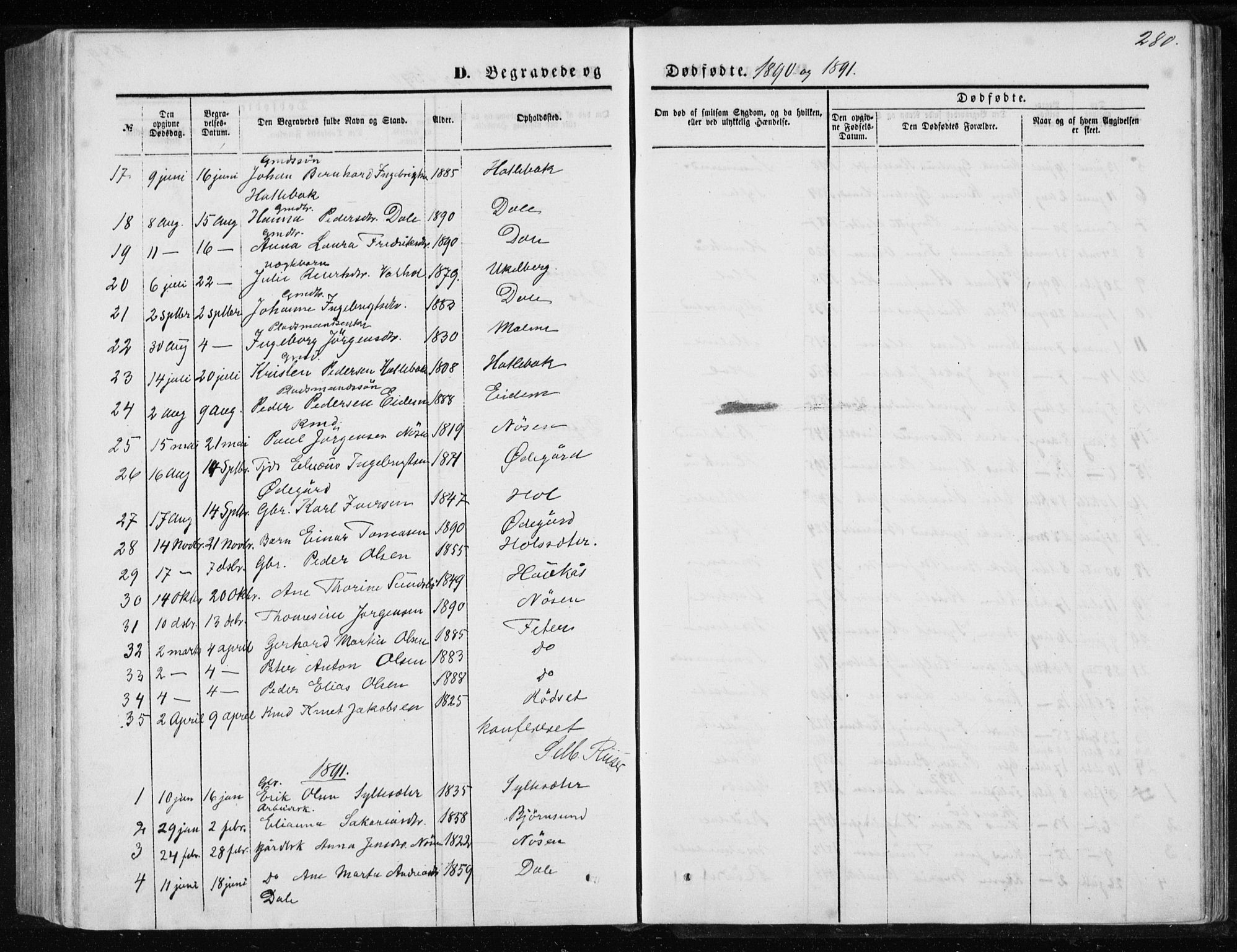 Ministerialprotokoller, klokkerbøker og fødselsregistre - Møre og Romsdal, SAT/A-1454/565/L0754: Parish register (copy) no. 565C03, 1870-1896, p. 280