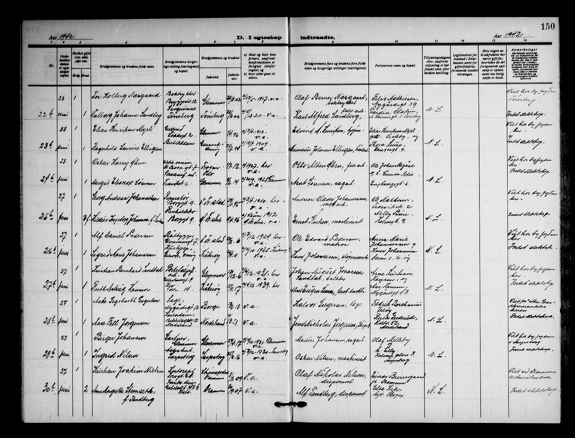 Fredrikstad domkirkes prestekontor Kirkebøker, AV/SAO-A-10906/G/Ga/L0006: Parish register (copy) no. 6, 1923-1949, p. 150