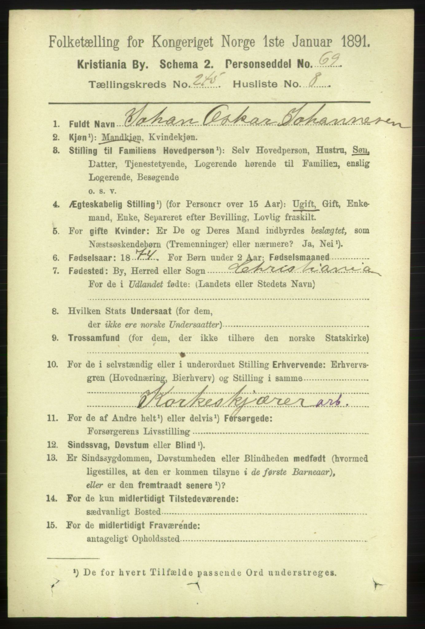 RA, 1891 census for 0301 Kristiania, 1891, p. 149560