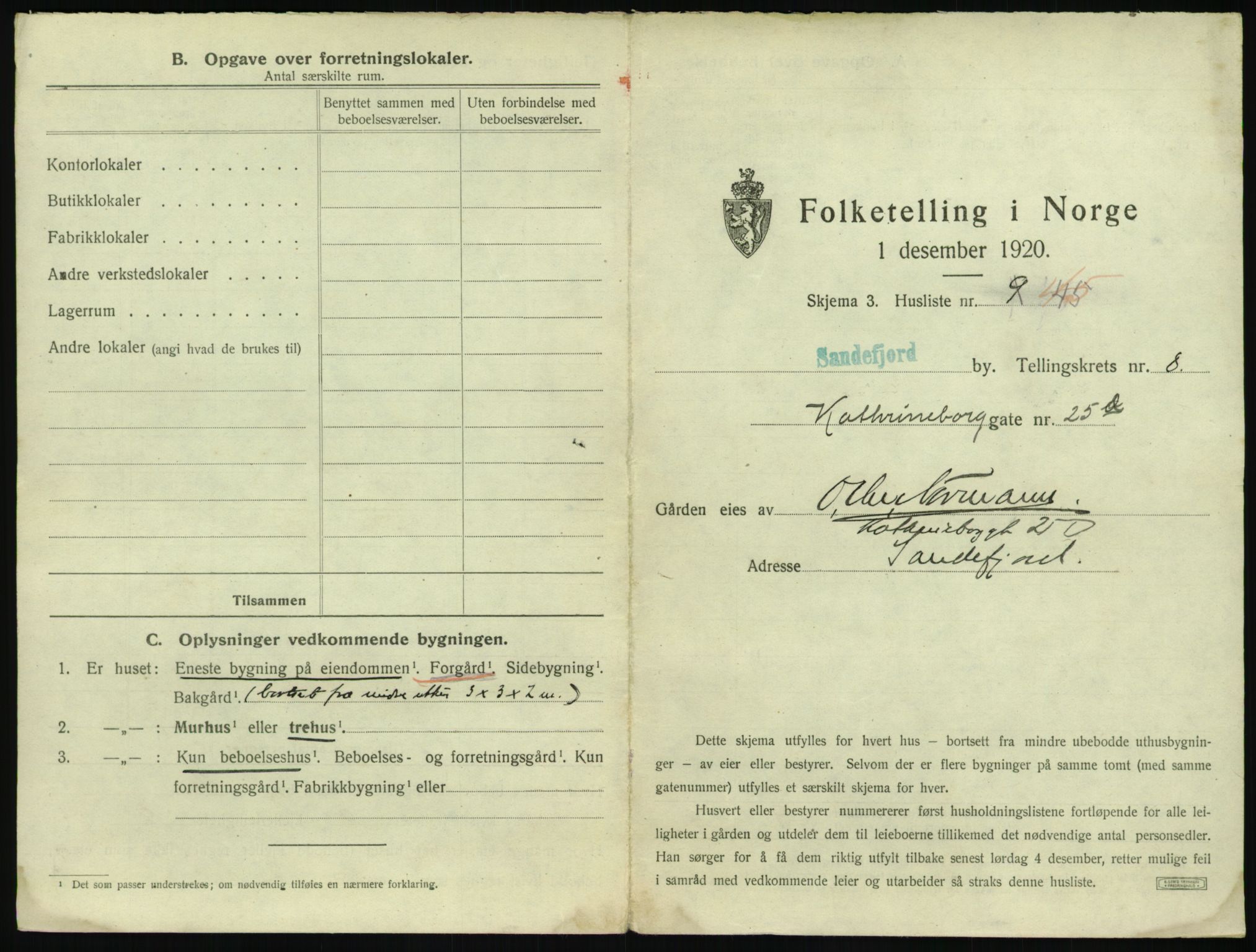 SAKO, 1920 census for Sandefjord, 1920, p. 996