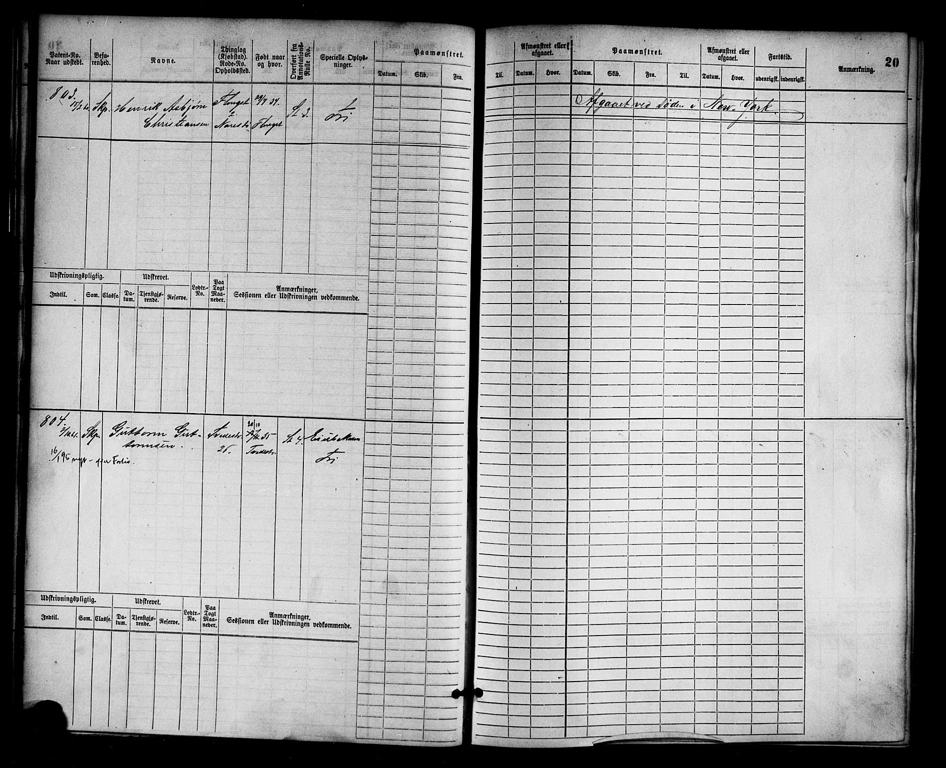 Tvedestrand mønstringskrets, SAK/2031-0011/F/Fb/L0002: Hovedrulle nr 767-1528, R-3, 1868-1900, p. 20