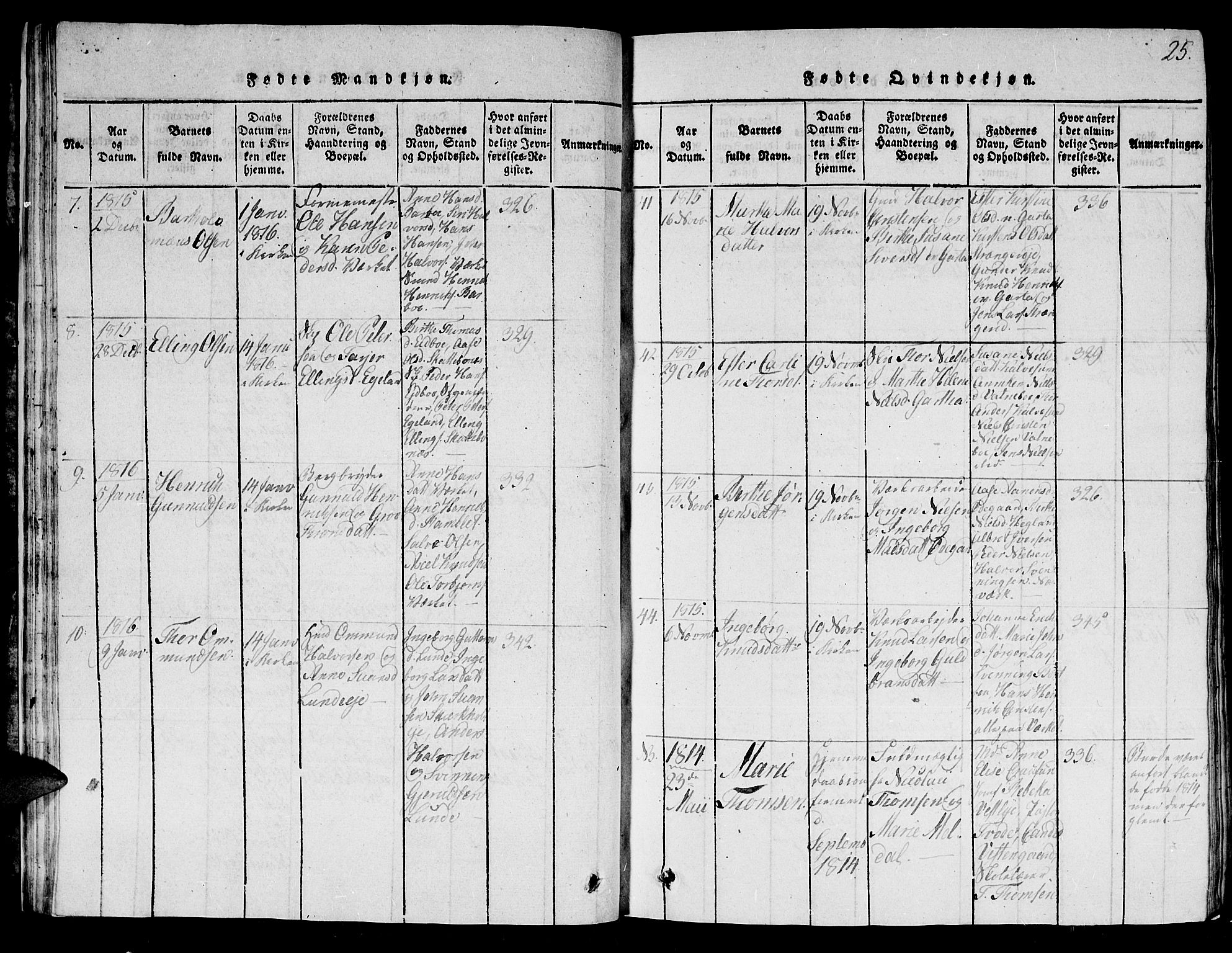 Holt sokneprestkontor, AV/SAK-1111-0021/F/Fb/L0006: Parish register (copy) no. B 6, 1813-1823, p. 25