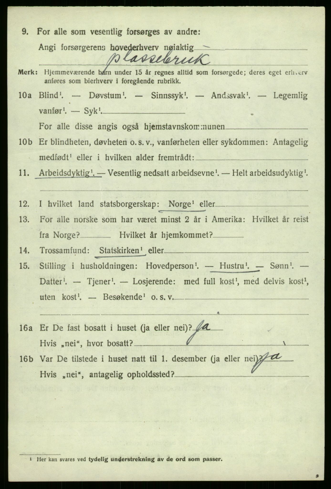 SAB, 1920 census for Årdal, 1920, p. 854