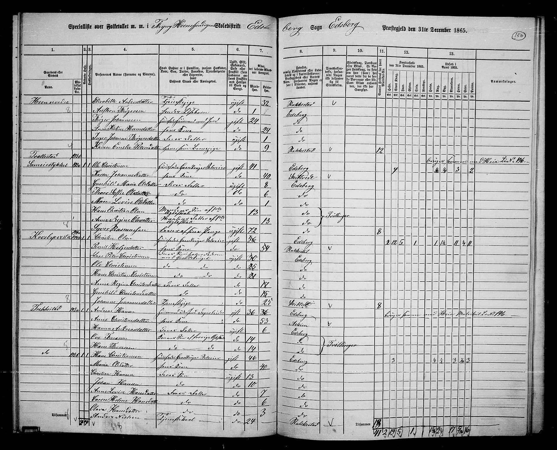 RA, 1865 census for Eidsberg, 1865, p. 143