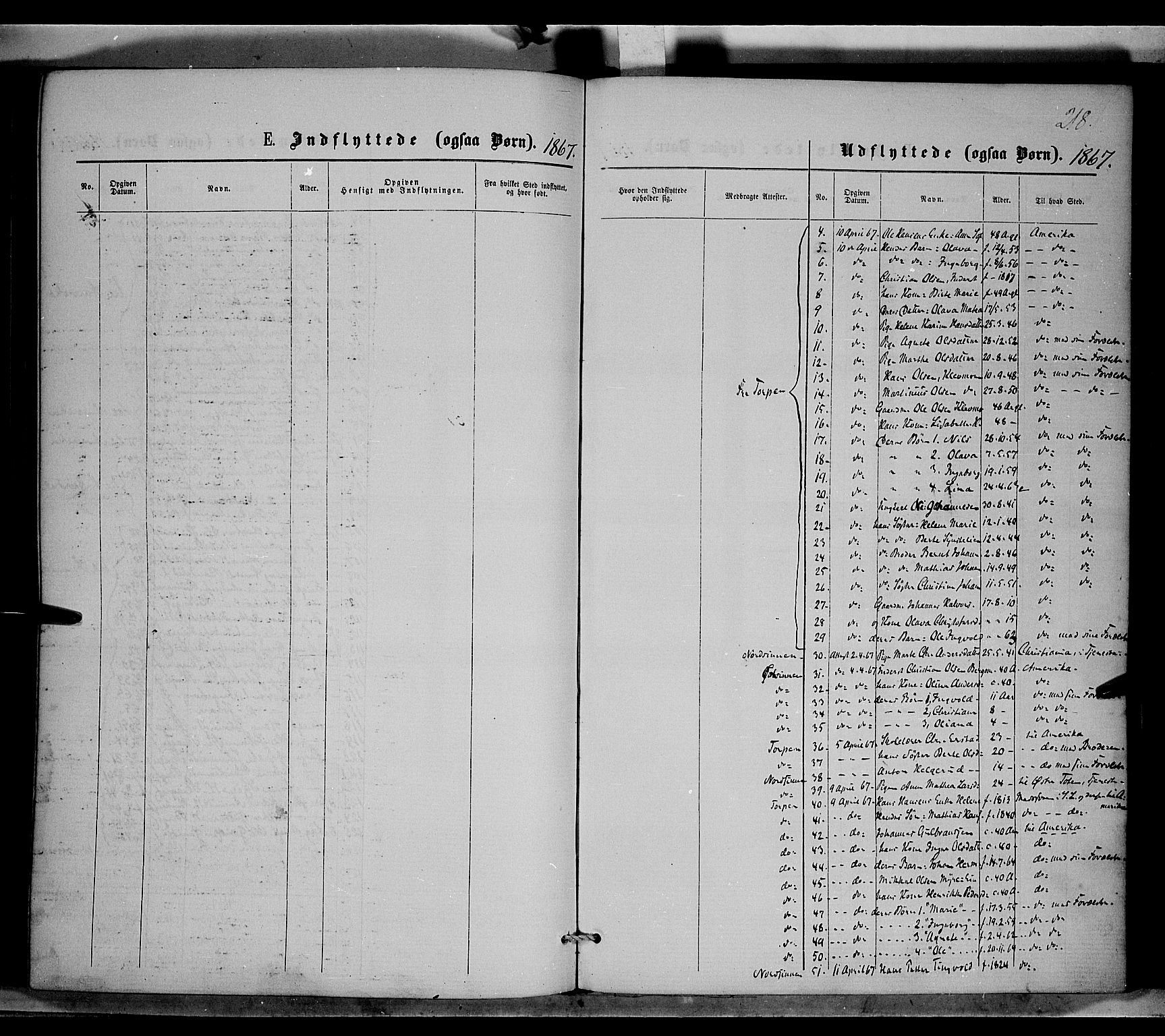 Nordre Land prestekontor, SAH/PREST-124/H/Ha/Haa/L0001: Parish register (official) no. 1, 1860-1871, p. 218
