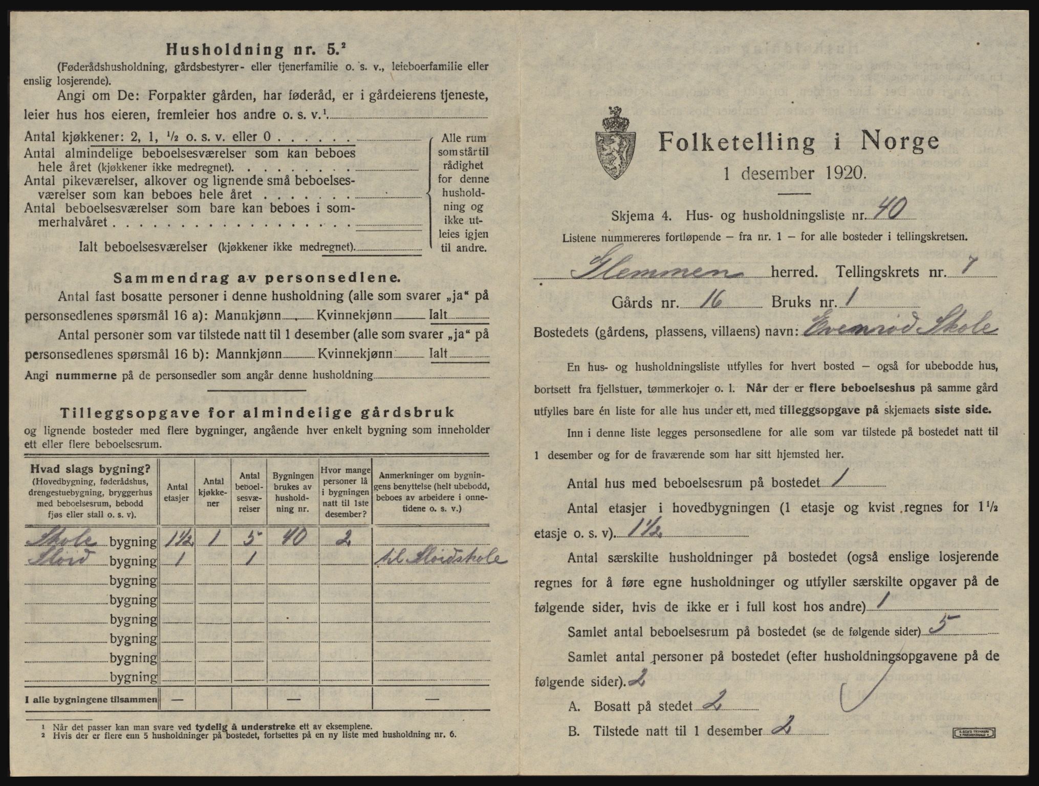 SAO, 1920 census for Glemmen, 1920, p. 2835