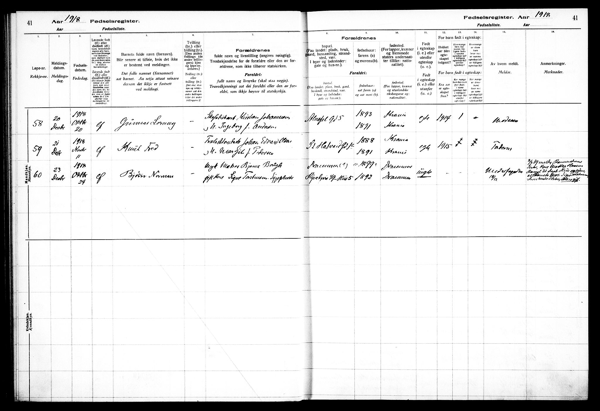 Gamlebyen prestekontor Kirkebøker, AV/SAO-A-10884/J/Ja/L0001: Birth register no. 1, 1916-1936, p. 41