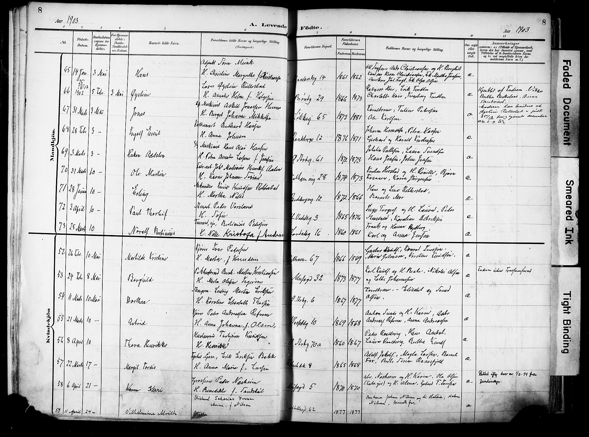 Domkirken sokneprestkontor, AV/SAST-A-101812/001/30/30BA/L0033: Parish register (official) no. A 32, 1903-1915, p. 8